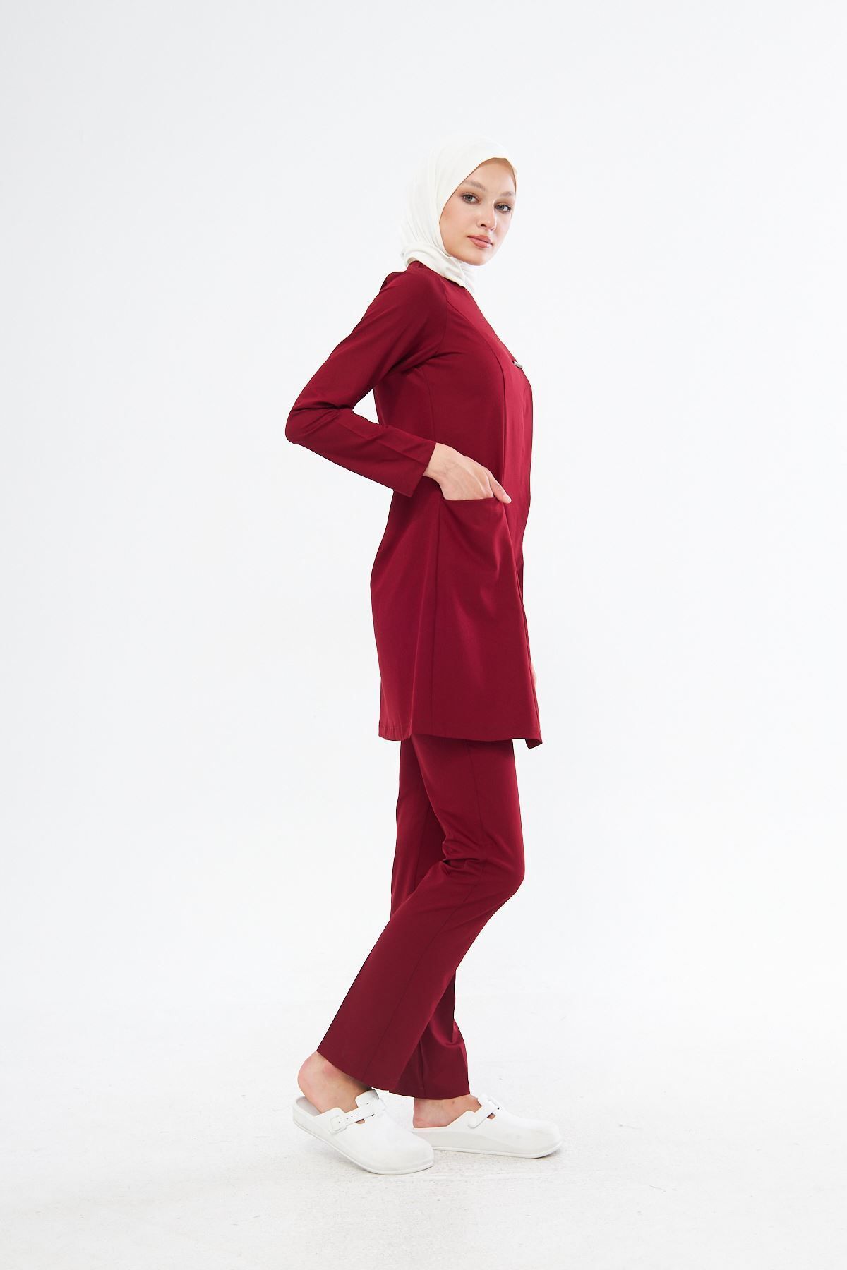 Onur Forma Scrubs Elegance Kadın Tesettür Takım - Bordo