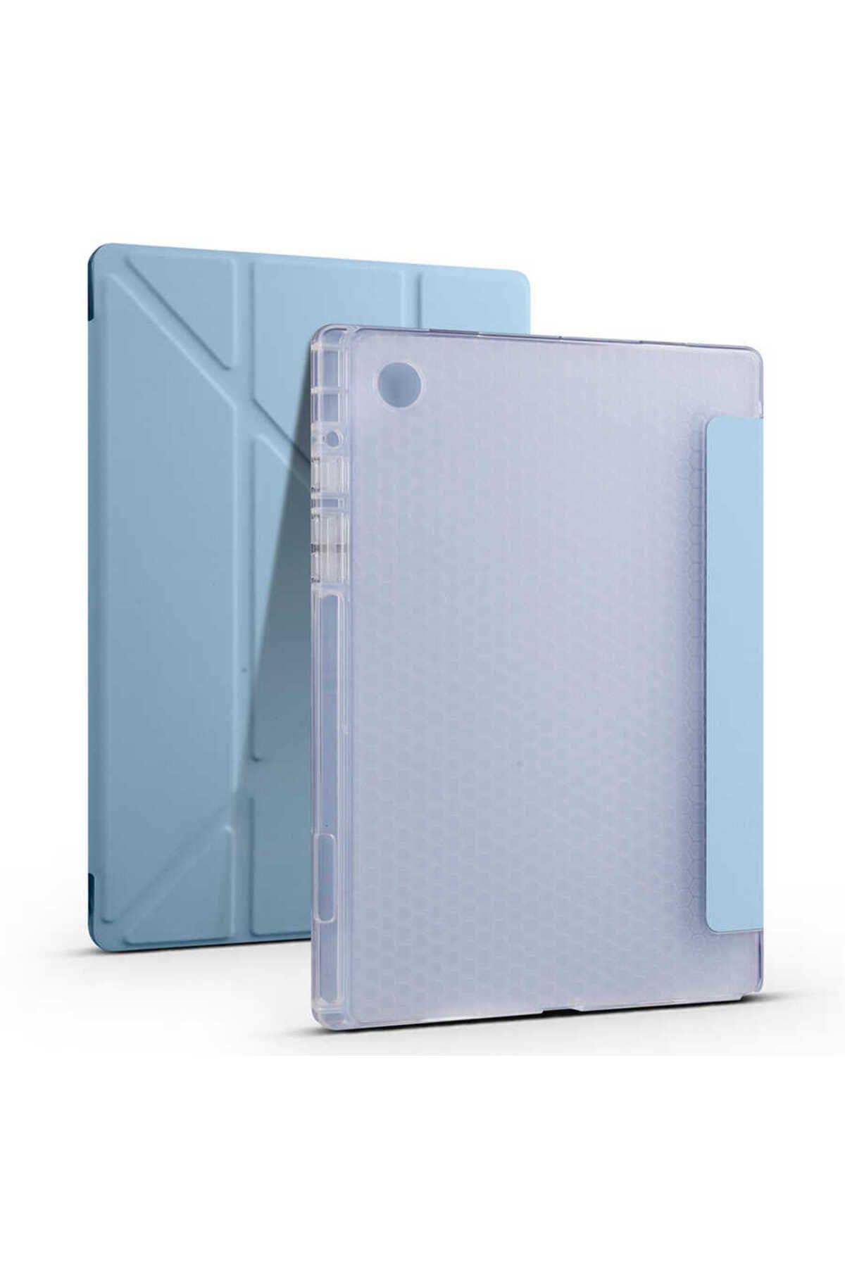 Tılsım Tekno Galaxy Tab A8 10.5 SM-X200 (2021) Kılıf Uyumlu TSTK Tri Folding Kalem Bölmeli Standlı Kılıf-Mavi
