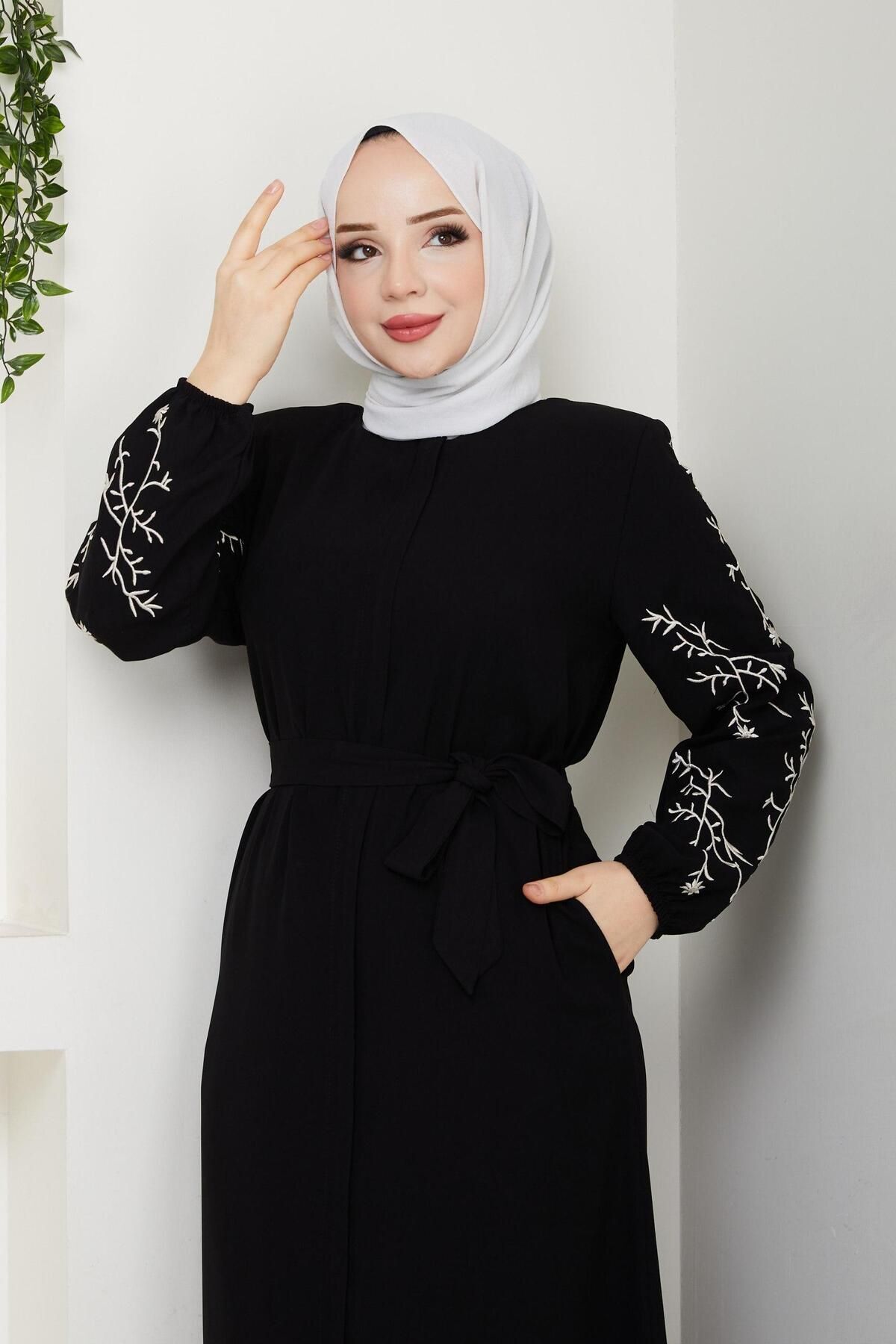 MODA STORE Kolları Çiçek Desenli Ferace