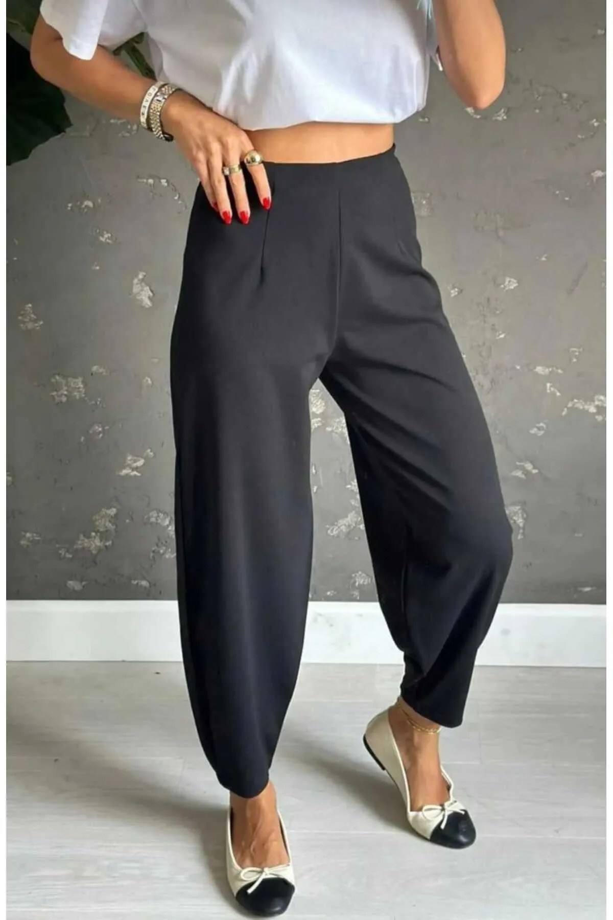 GRİLAND  Kadın Siyah Şalvar Model Balon Pantolon - Görsel 3