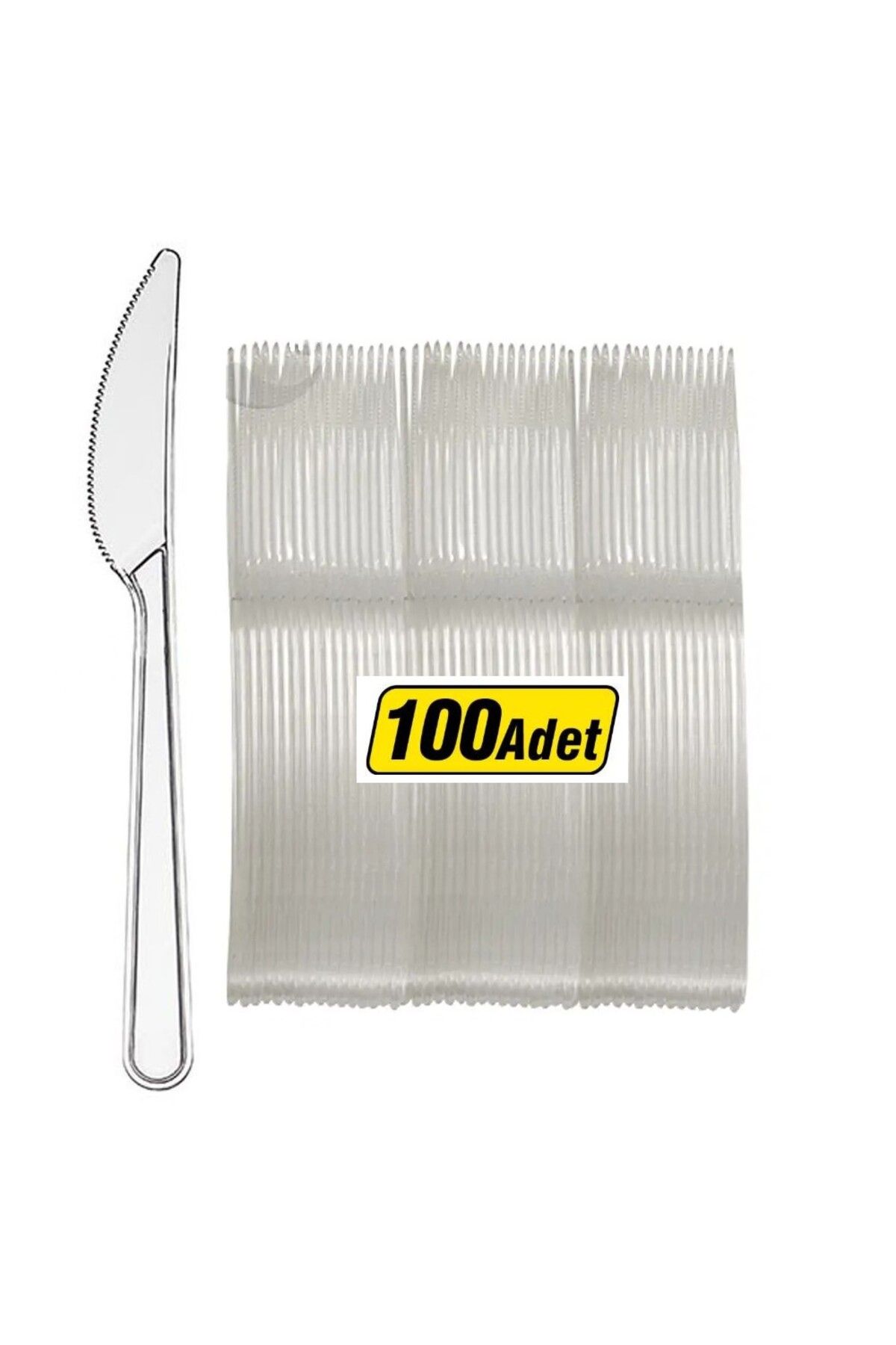 JokeyAmbalaj Kullan AT Lüks Sert Plastik Şeffaf Bıçak (1Pk - 100 adet)