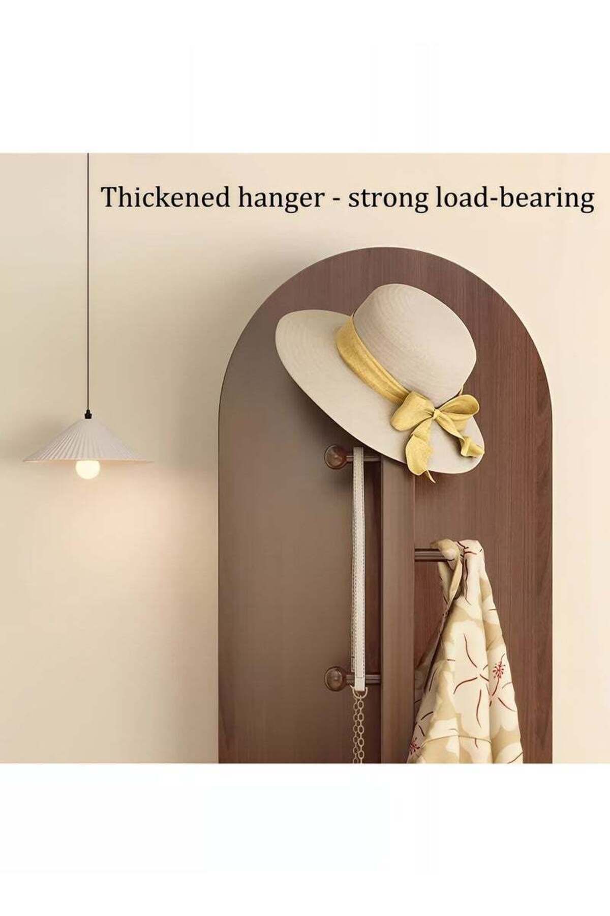 Taimi-360 Degree Rotating Mirror with Clothes Hanger and Storage Shelf for Bedroom Walnut Color 166x46cm 4