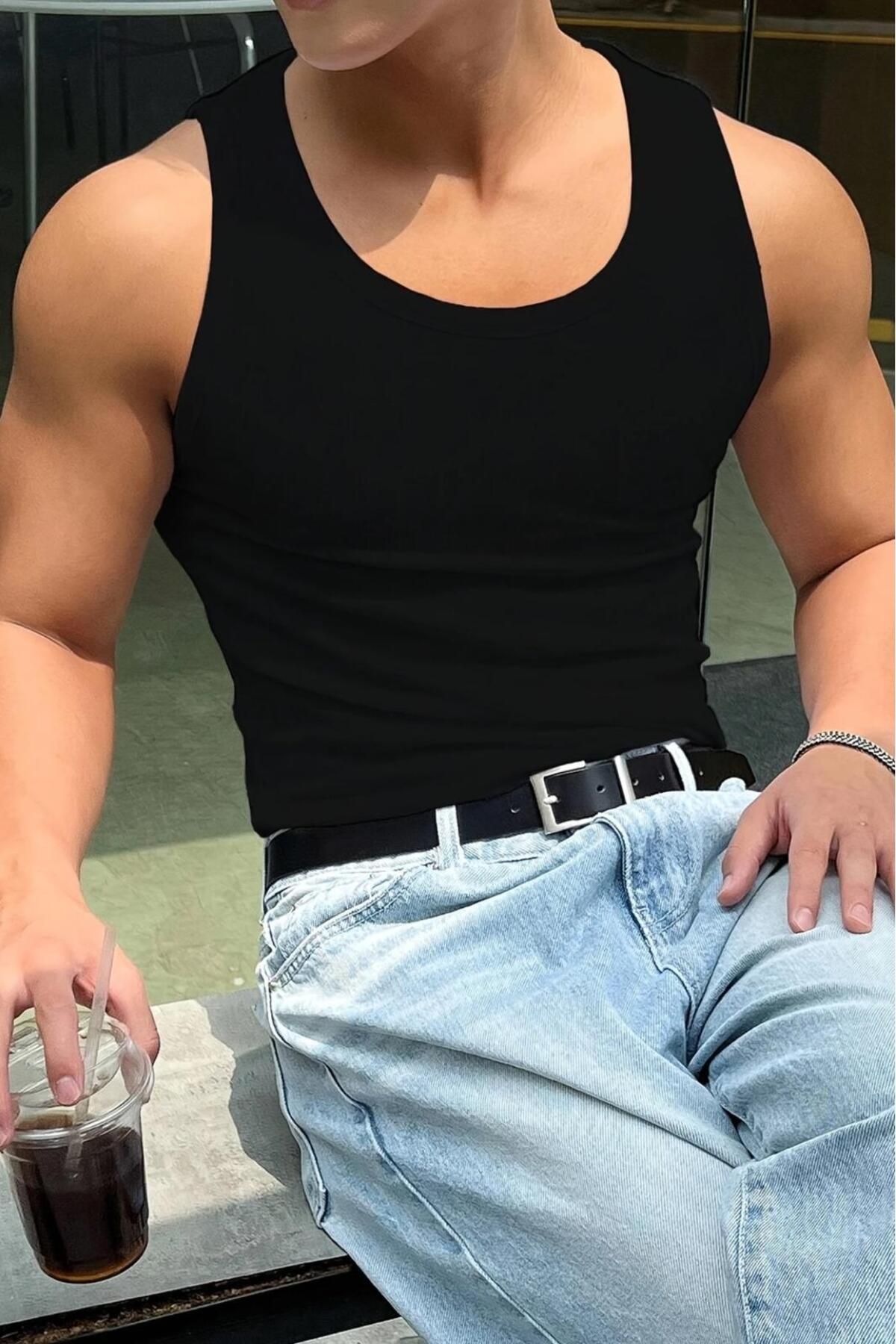 Oksit Wove Paket Slim Fit Esnek Likralı Fitilli Nefes Alabilen Kolsuz Sporcu Atlet
