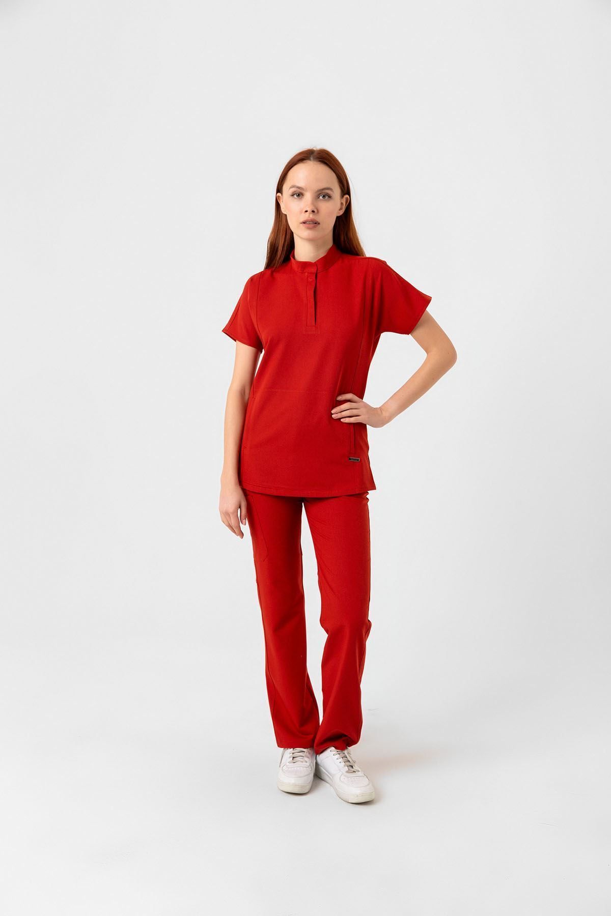 Onur Forma Scrubs New Line Kadın Takım - Kırmızı