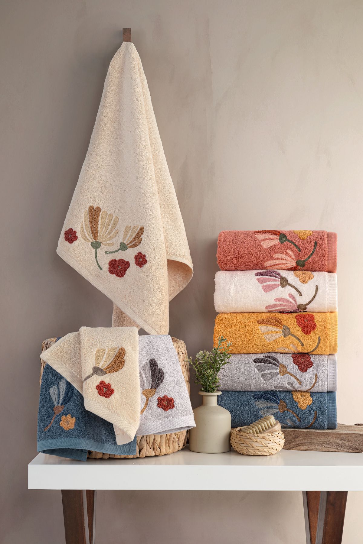 MARİBOR Rioko - %70 Bambu / %30 Pamuk Nakışlı El Havlusu - 6'lı Set 50x90