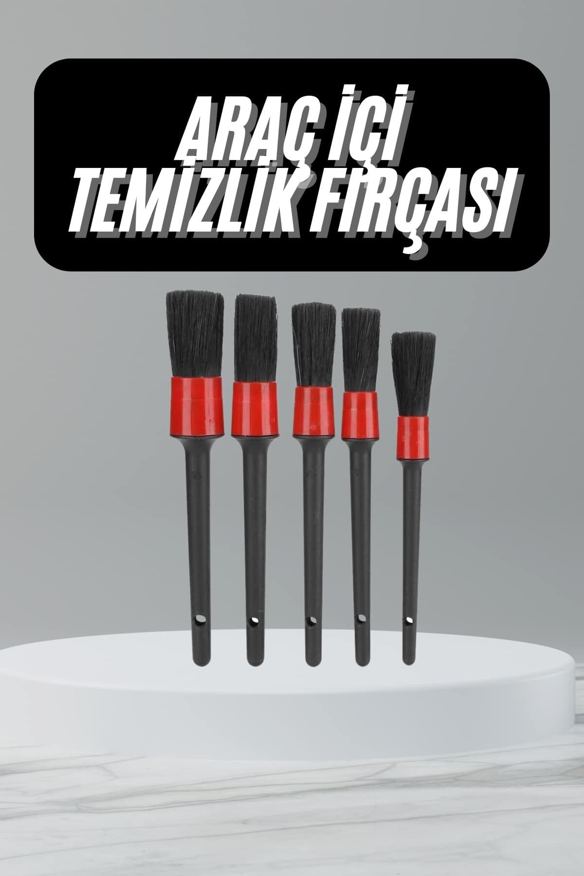 teknodayım 5 Adet Oto Detaylı Temizleyici Araç İçi Temizlik Fırça Seti Koltuk Döşeme Kapı Toz Alma Fırçası