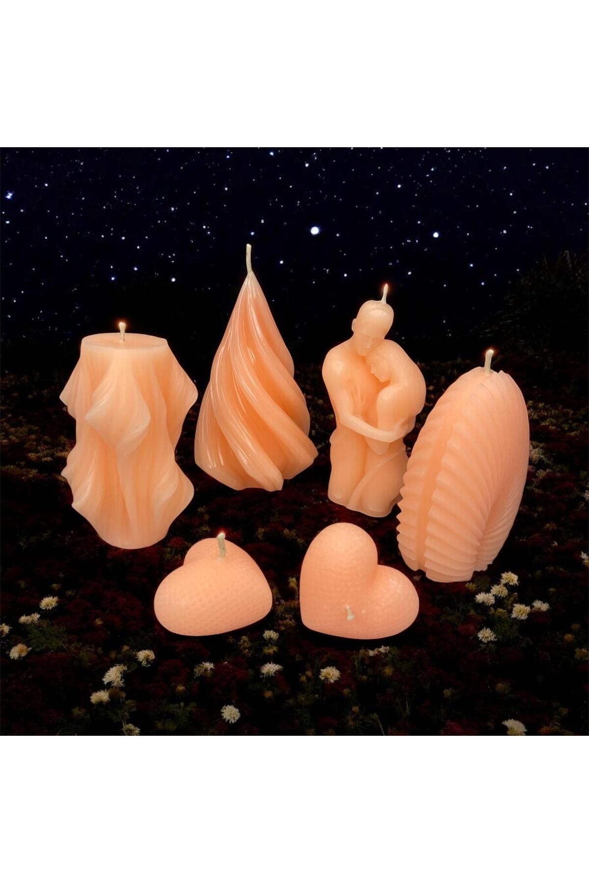 love is candle AŞK TAKIMI KOKULU MUM - 6 PARÇA MUM