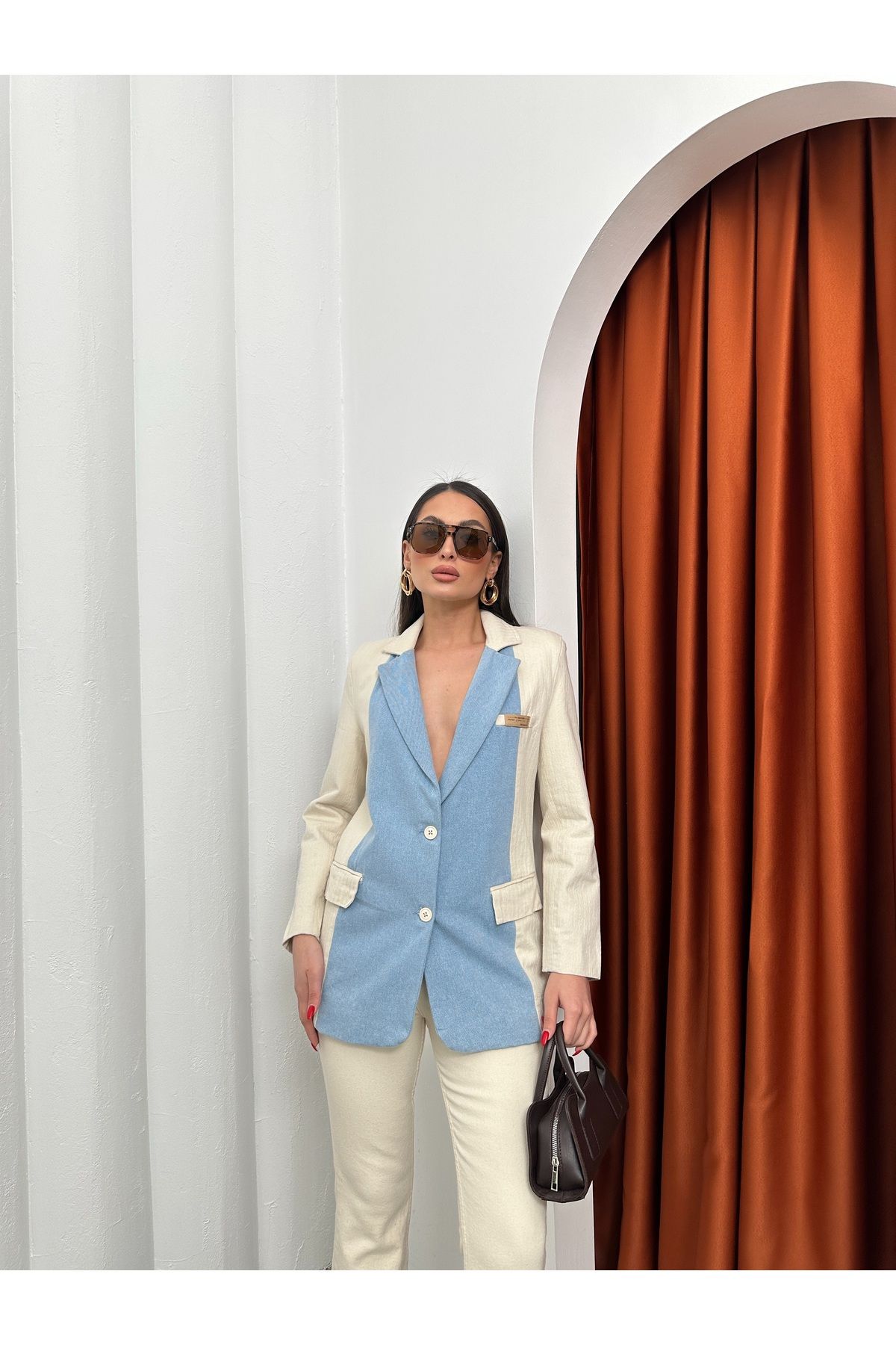 AsprinFashion KOT GARNİLİ KALIN YAĞMUR GABARDİN CEKET EKRU