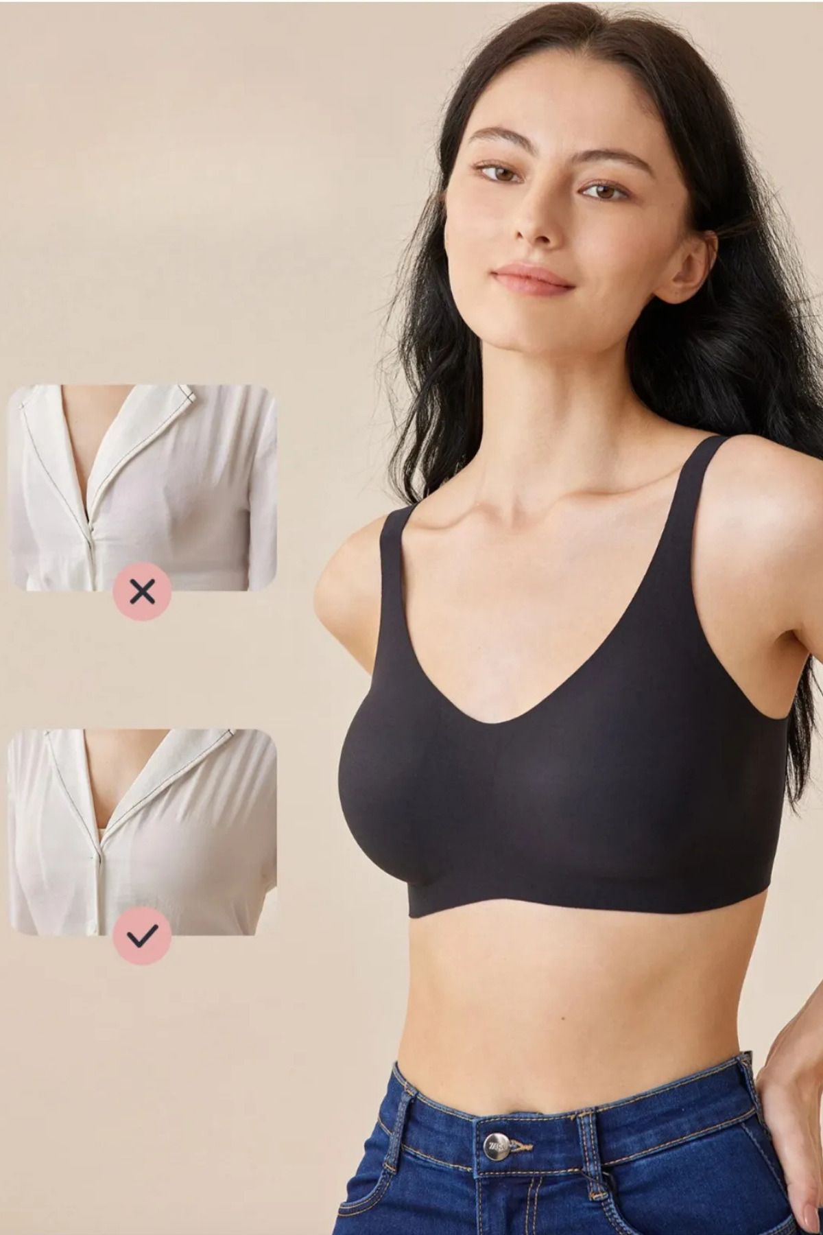 İNCEYAŞAM Lazer Kesim Dikişsiz Pedli Yumuşak İz Yapmaz Balensiz Invisible Görünmez Push Up Toparlayıcı Sütyen