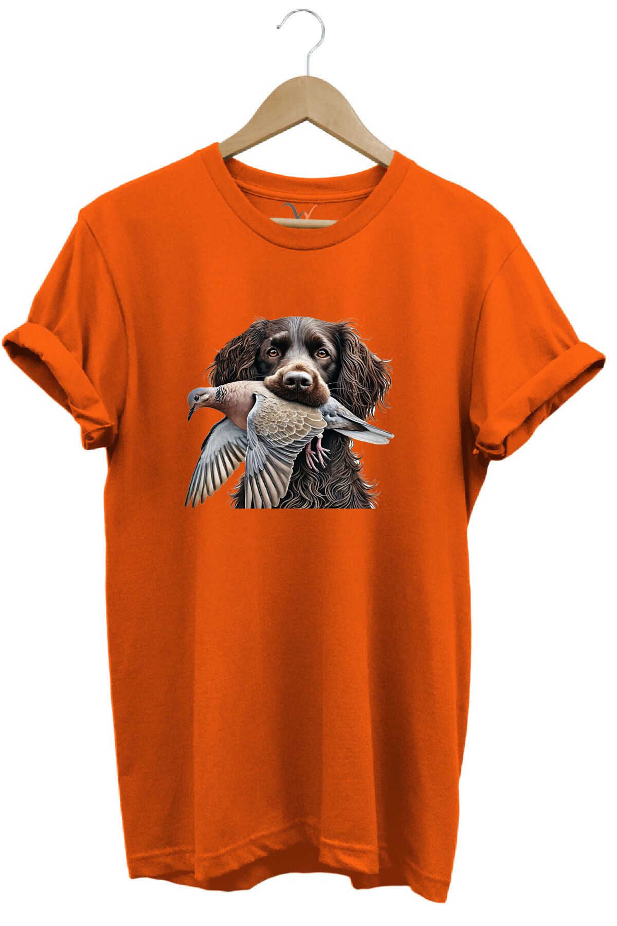WİDİ Avcılık Hunter Üveyik Kuşu ve Avcı Boykin Köpeği Tasarım Baskılı %100 Pamuk Regular Fit T-shirt