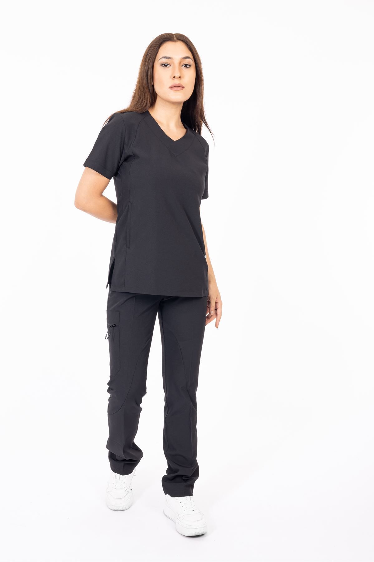 Onur Forma Scrubs Hood Comfort Kadın Takım - Siyah