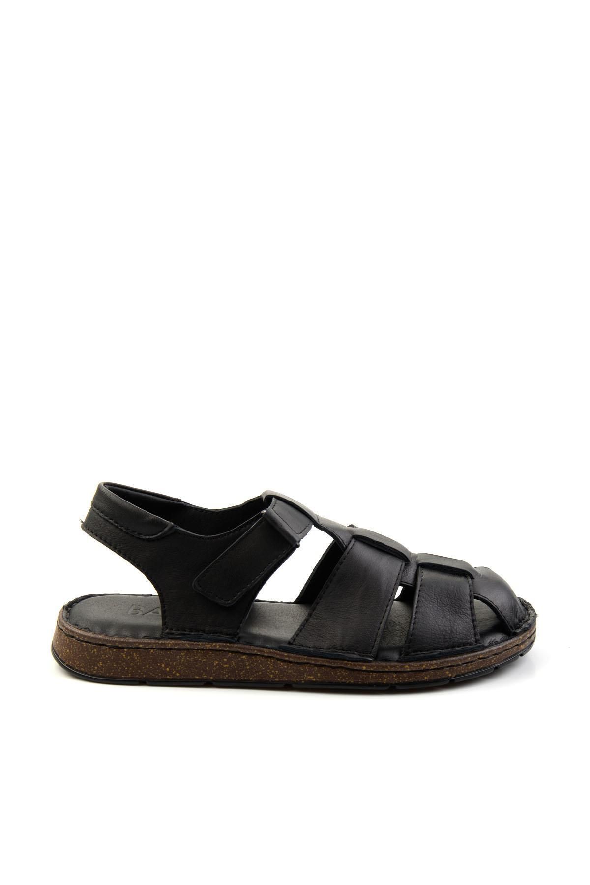 Bambi Siyah Leather Erkek Sandalet E05433011043