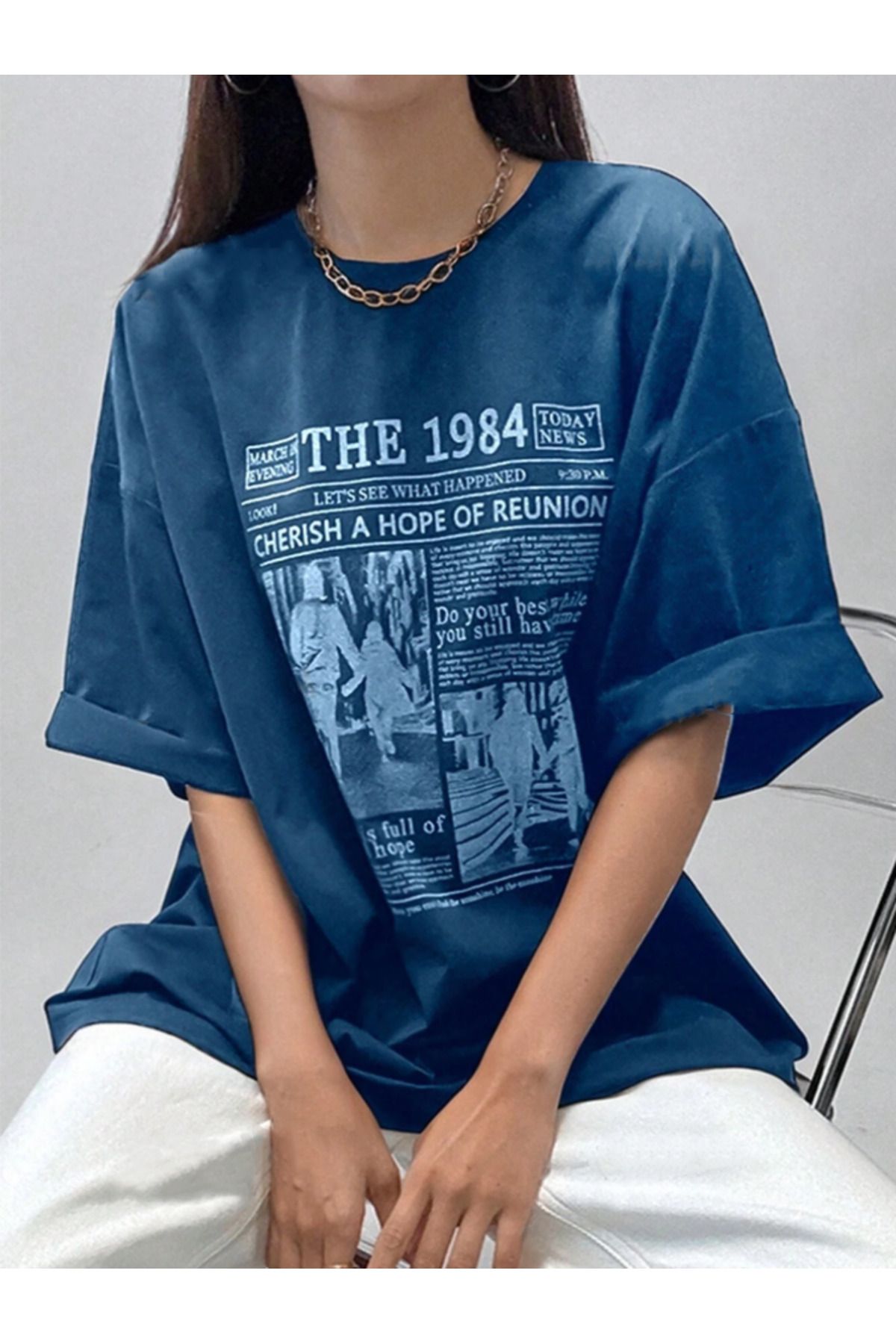 COHERENT Unisex Erkek/Kadın NEW Özel Baskılı Oversize Pamuklu T-Shirt