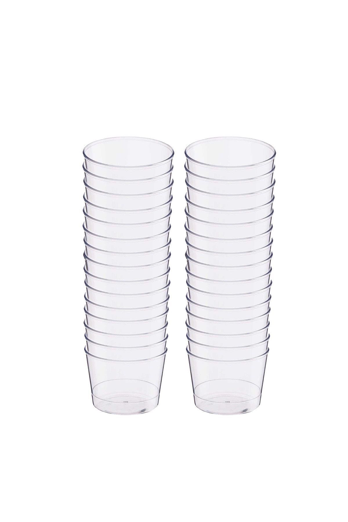 alsepeteavm Plastik Kristal Silindir Tatlı Kasesi 180cc 30lu