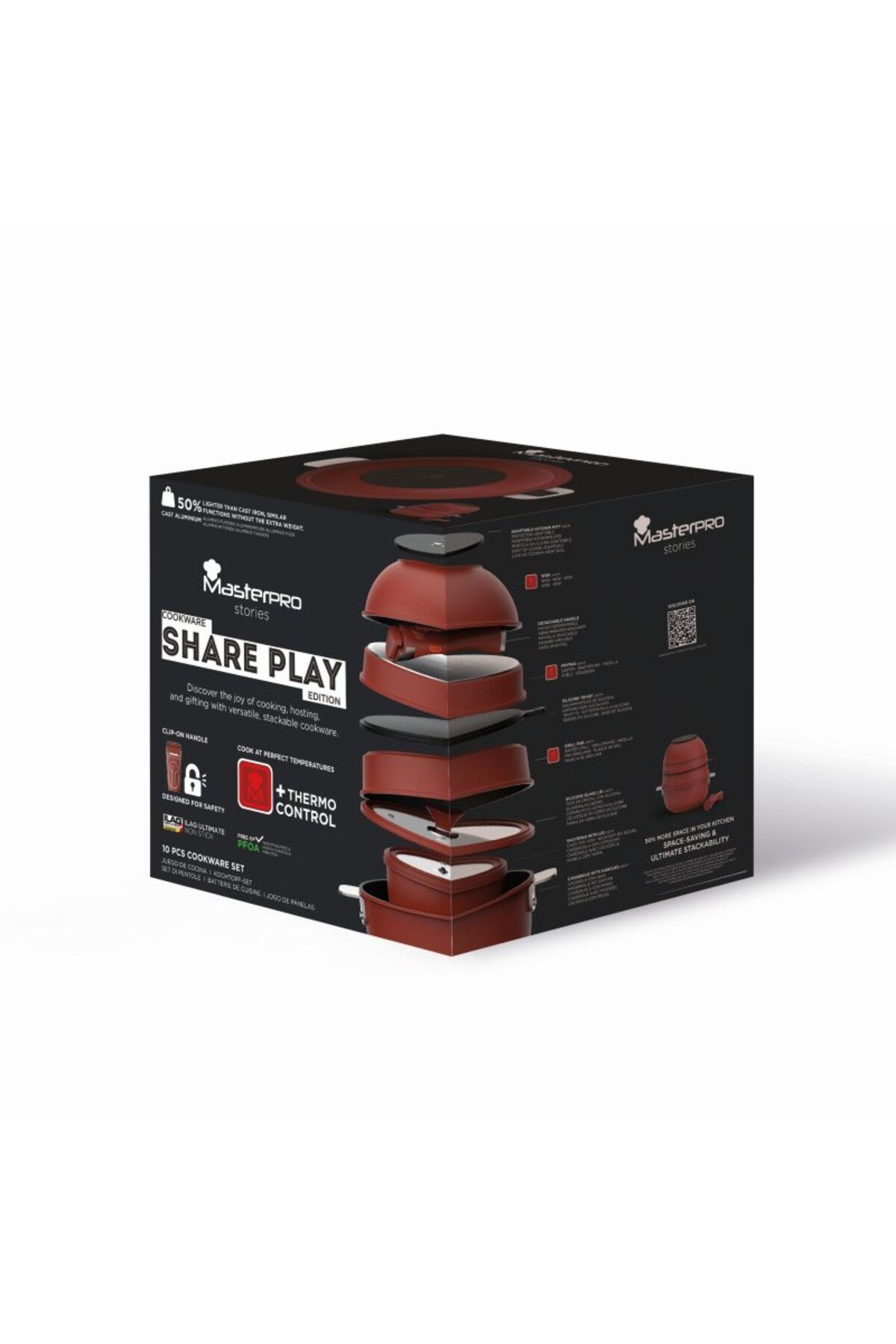 MasterPro-SHARE PLAY Set of 10 non-stick cookware, red 13