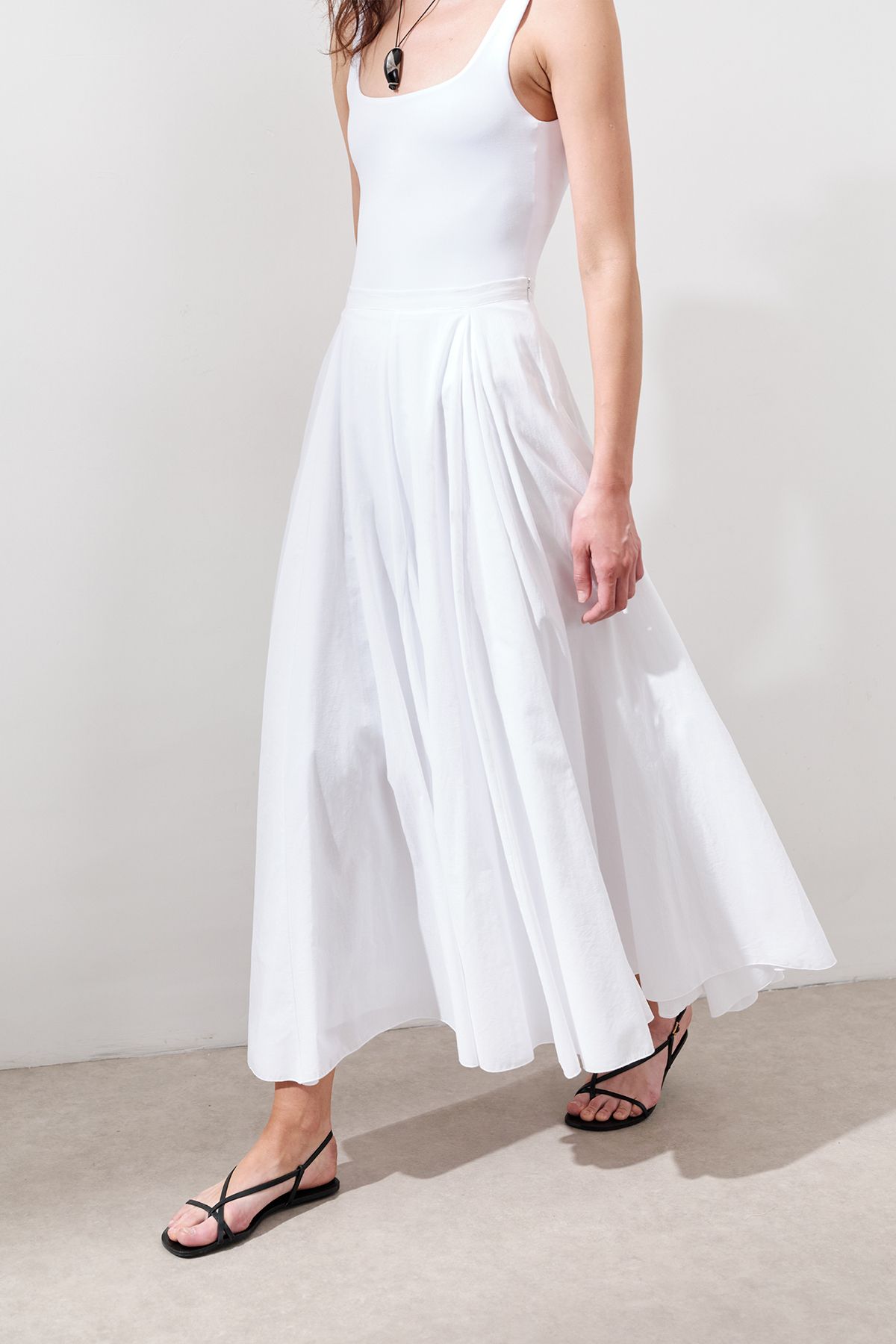 Manuka-Partial Wide Cotton Skirt Ecru 6