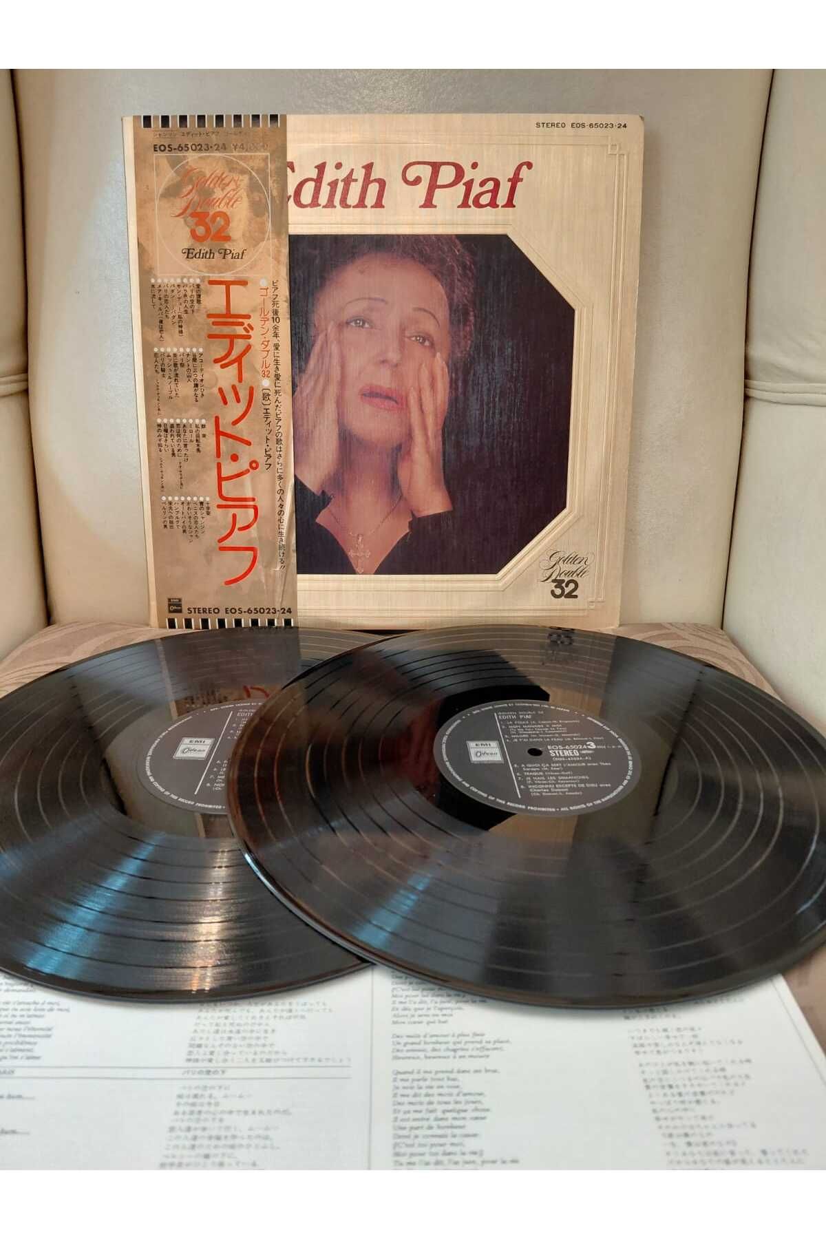 Plakperest Edith Piaf ‎ – Golden Double 32 - 1976 Japonya Basım Double LP Plak - Obi’li-2.el