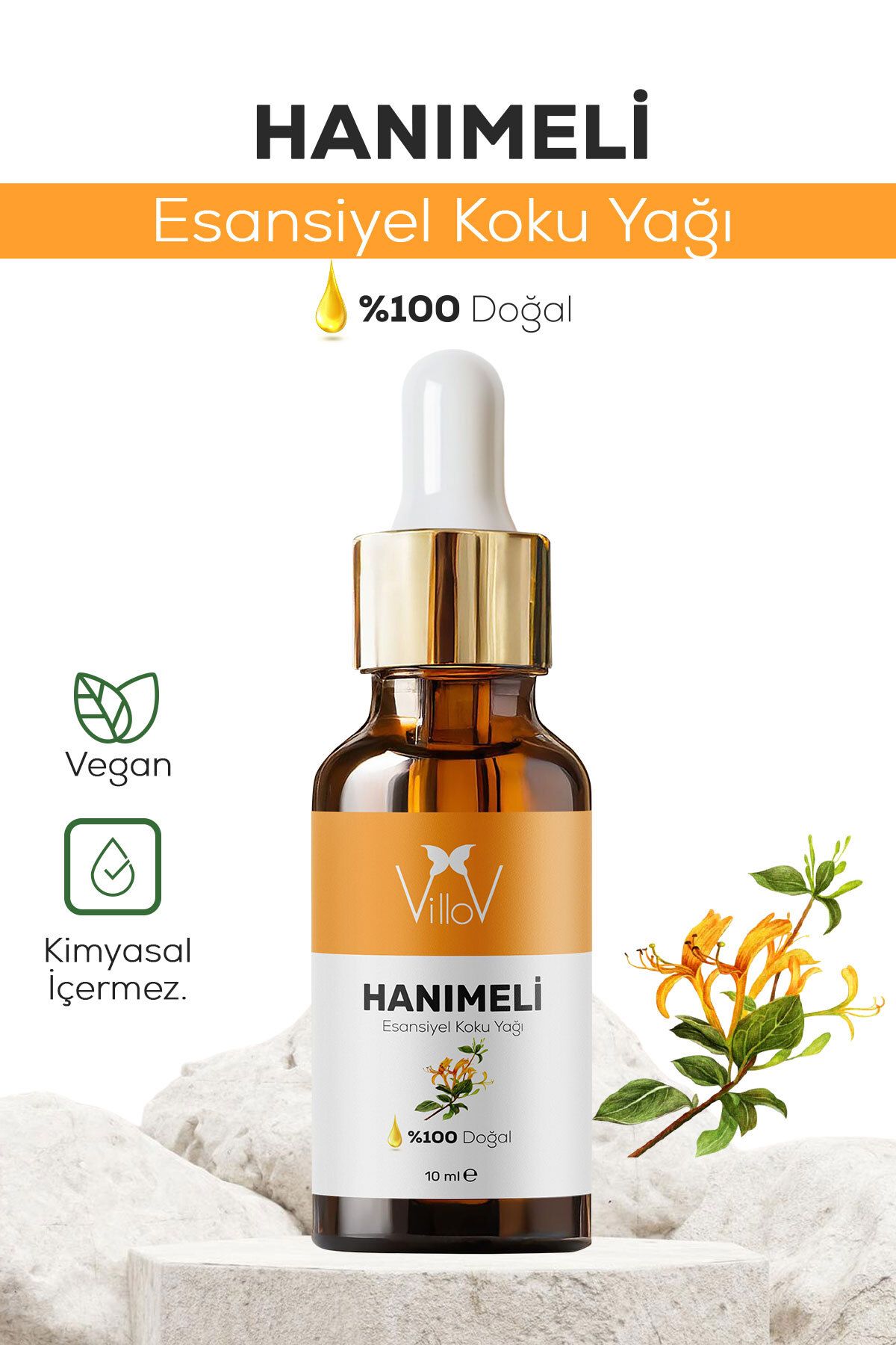 Villov Hanımeli Esansiyel Uçucu Koku Yağı Difüzör Esansı Buhurdanlık Yağı Aromaterapi Esansı Yağı 10ml