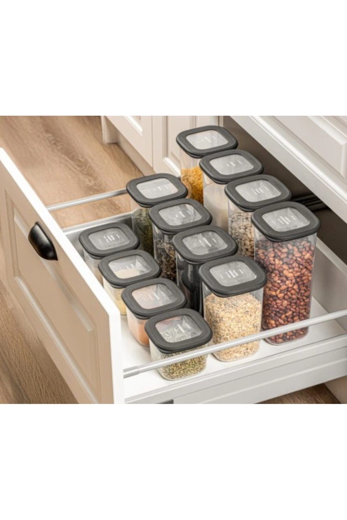 CRALEX-Set of 9 square food containers, (3x550ml 3x1200ml 3x1750mm) CRALEX®, Dark Anthracite 2