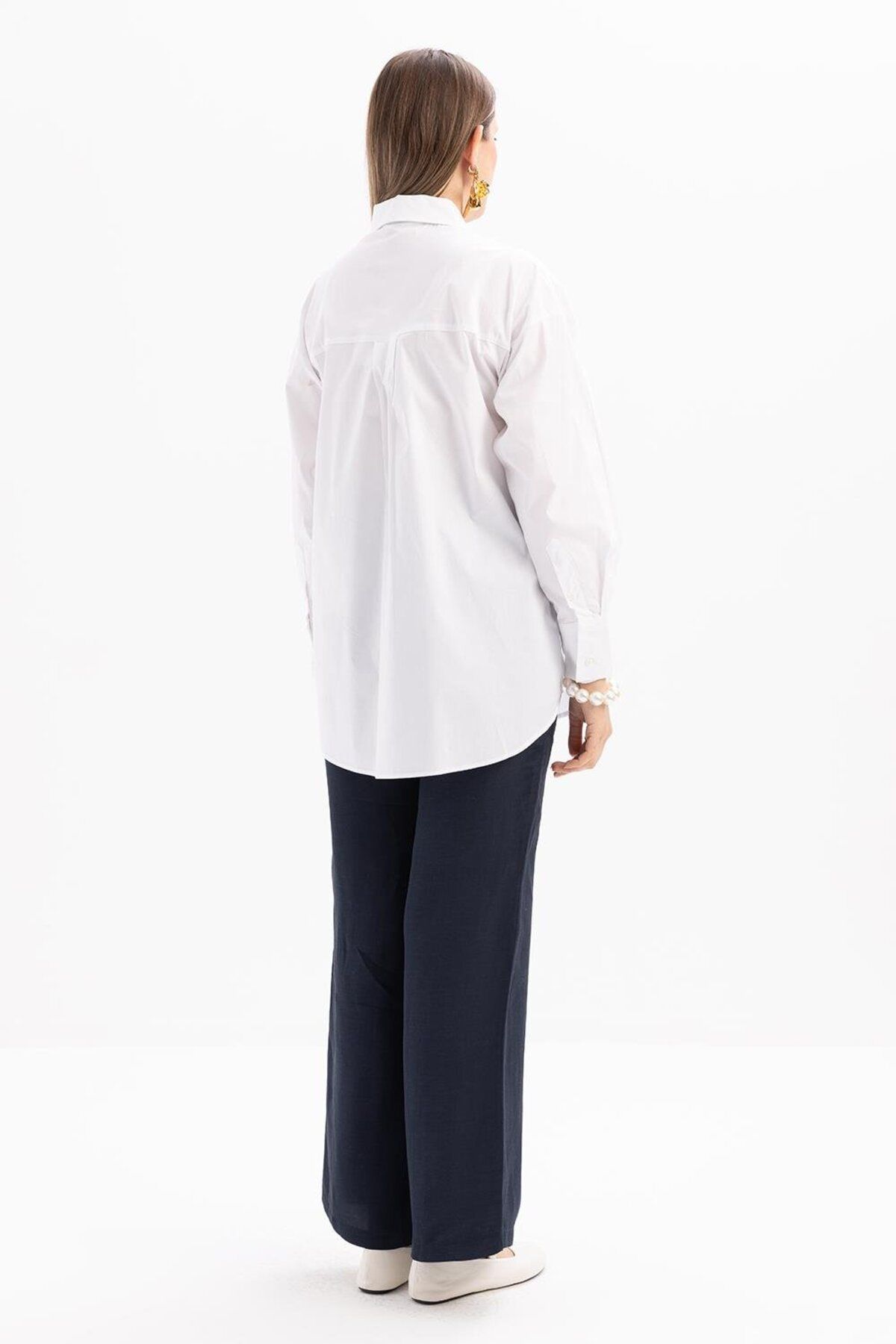 ALLDAY-White-Floral Embroidered Poplin Shirt 4