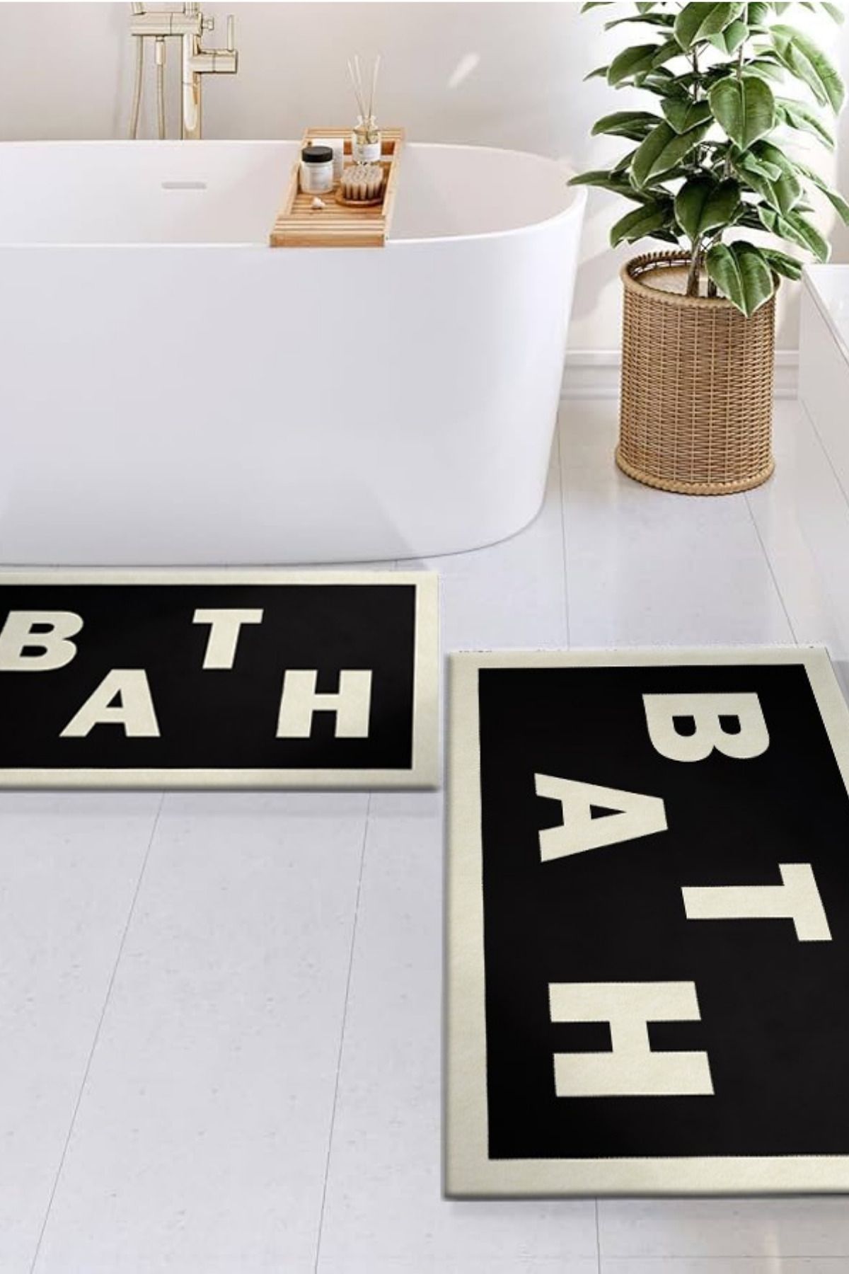 DERAS HOME 2'li Yıkanabilir Kaymaz Taban Banyo Paspası 60*100 Cm - 40*60 Cm
