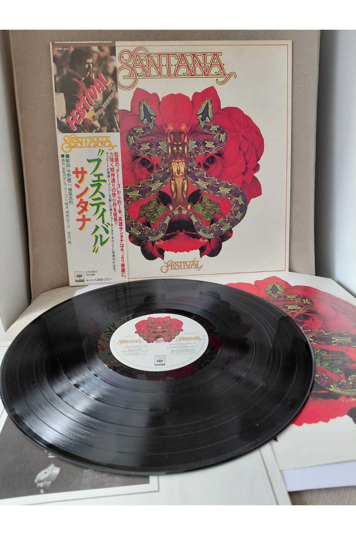 Plakperest Santana – Festivál - 1976 Japonya Basım LP Plak Albüm - Obi’li-2.el