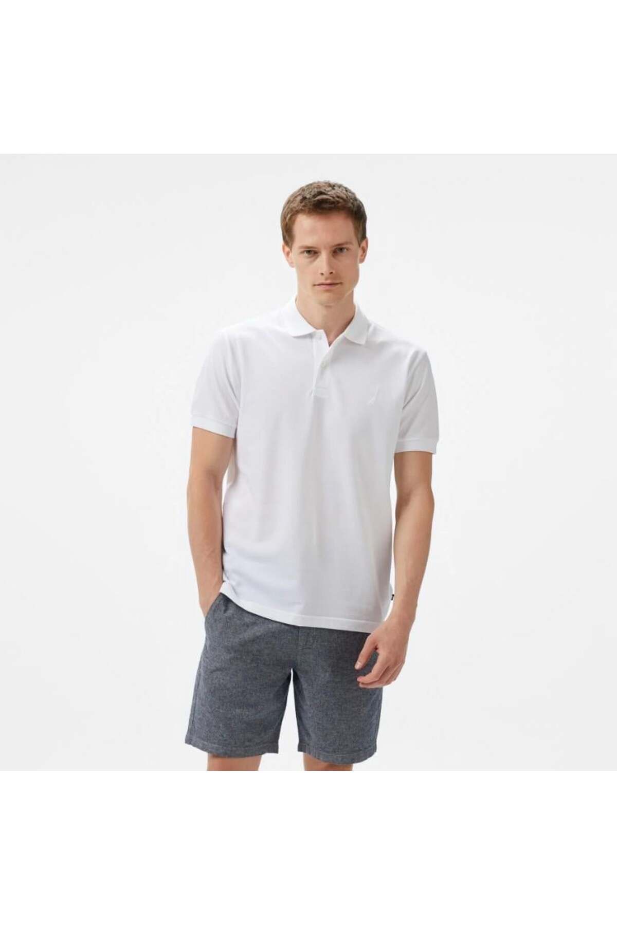 Nautica Erkek Beyaz Classic Fit Polo