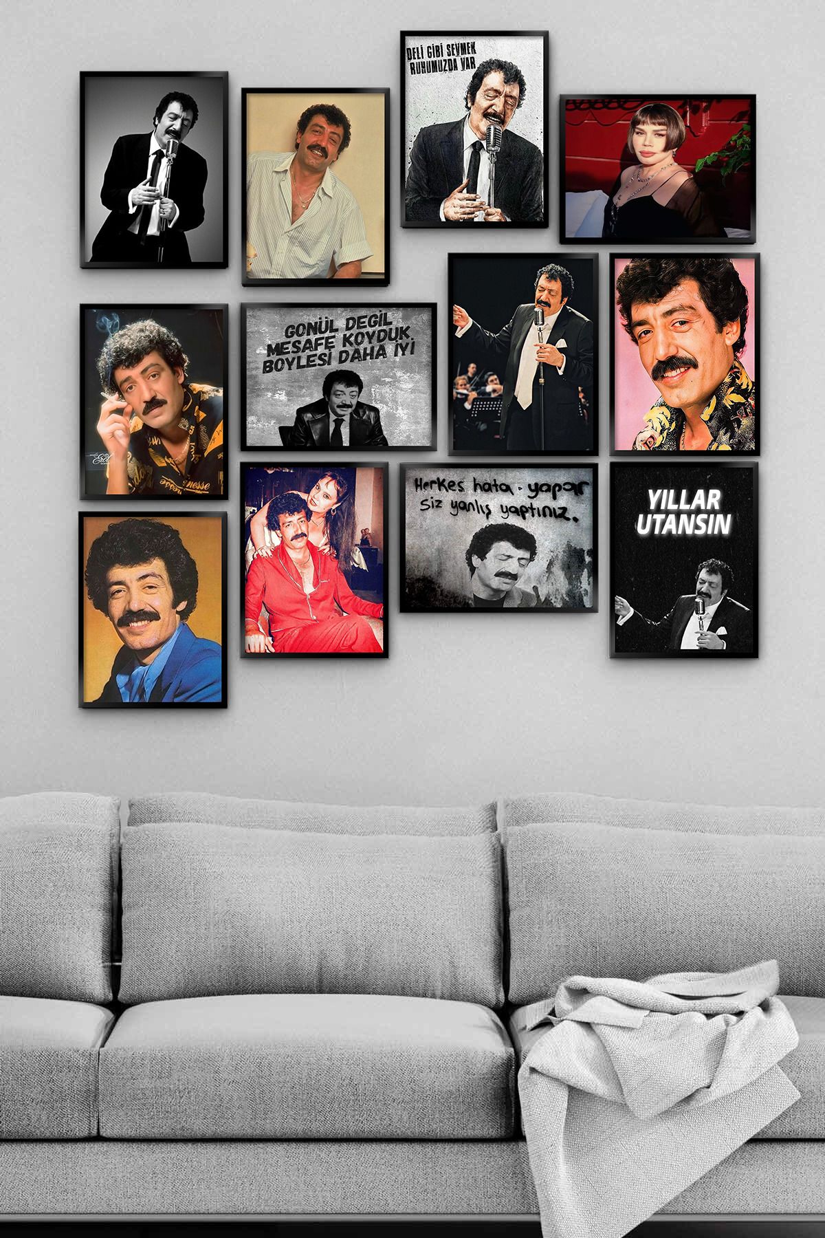 TABLOX Müslüm Gürses Baba Arabesk Duvar Tablosu Çerçeve Görünümlü Dekoratif Tablo Mdf Tablo 12 Parça