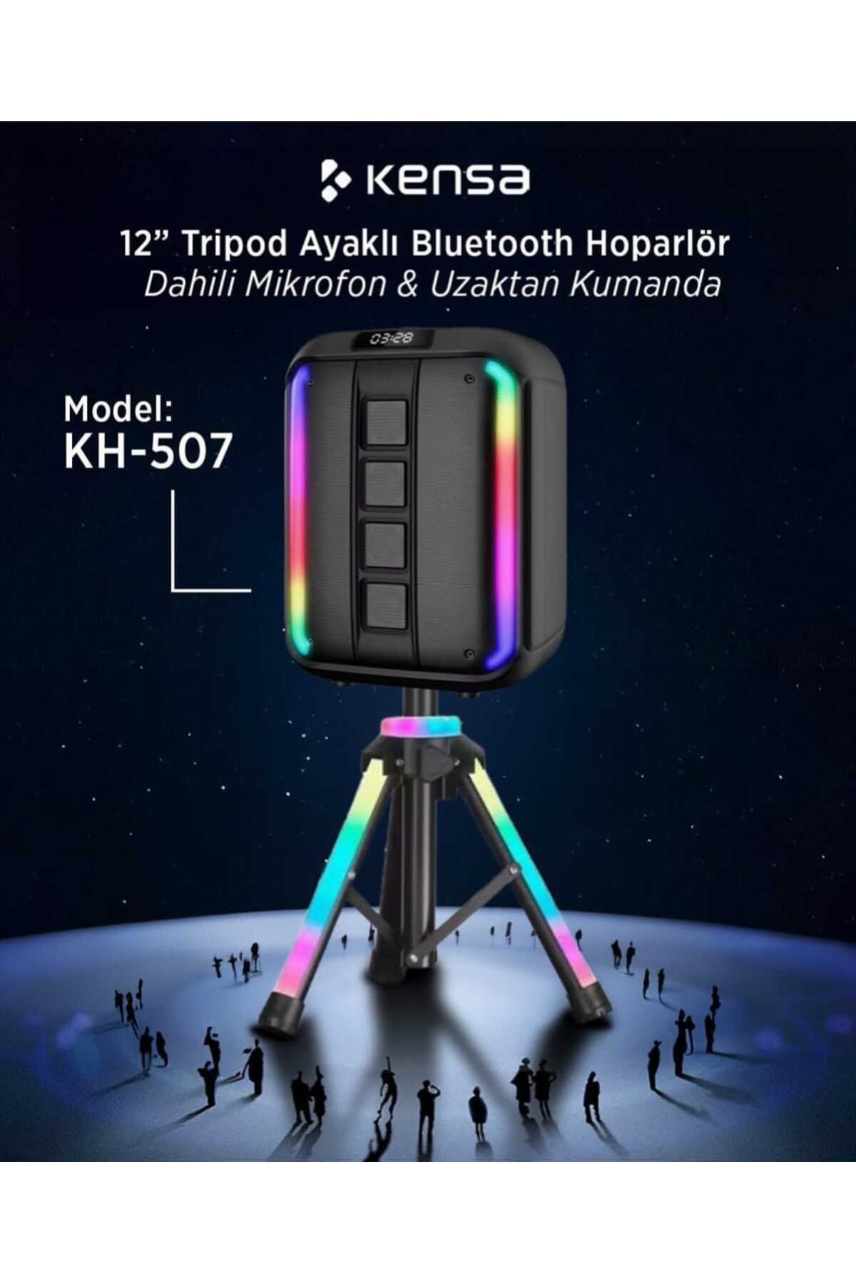 Kensa BLUETOOTH HOPARLÖR STANDLI/IŞIKLI/KUMANDALI/MİKROFONLU 40W - 3600 mAh YÜKSEK PERFORMANS
