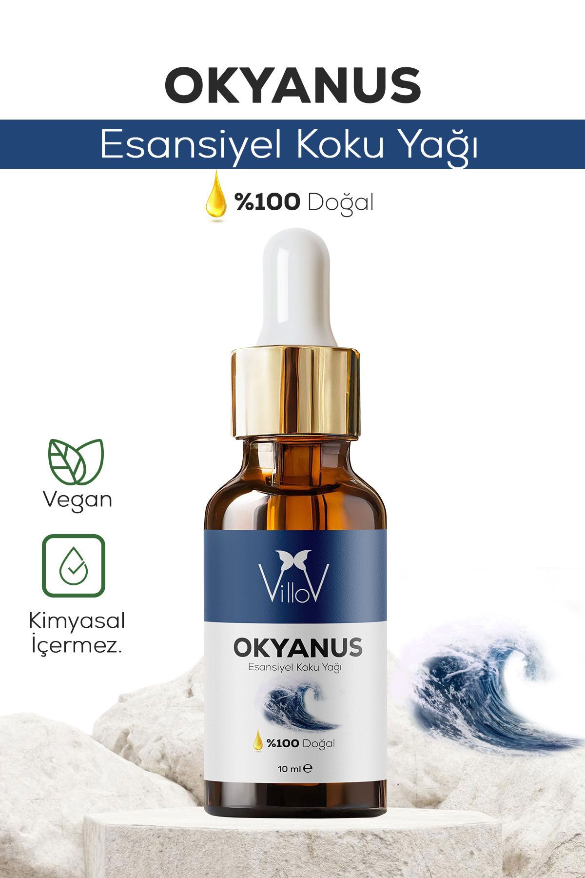 Villov Okyanus Esansiyel Uçucu Koku Yağı Difüzör Esansı Buhurdanlık Yağı Aromaterapi Esansı Yağı 10ml