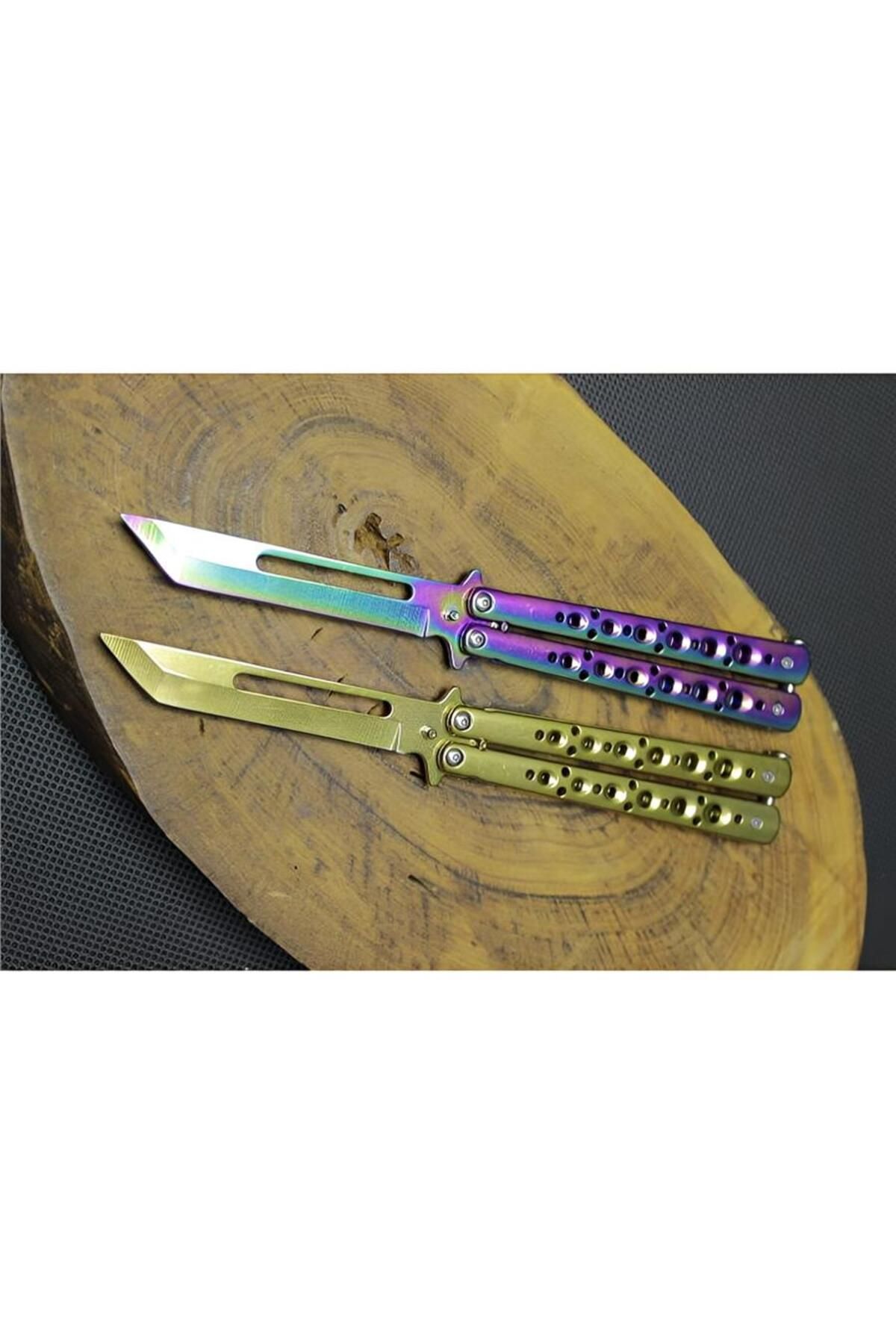 supertrend Süpertrend 21 cm Gökkuşağı ve Gold Renk 2 Adet Tanto Kelebeği Set