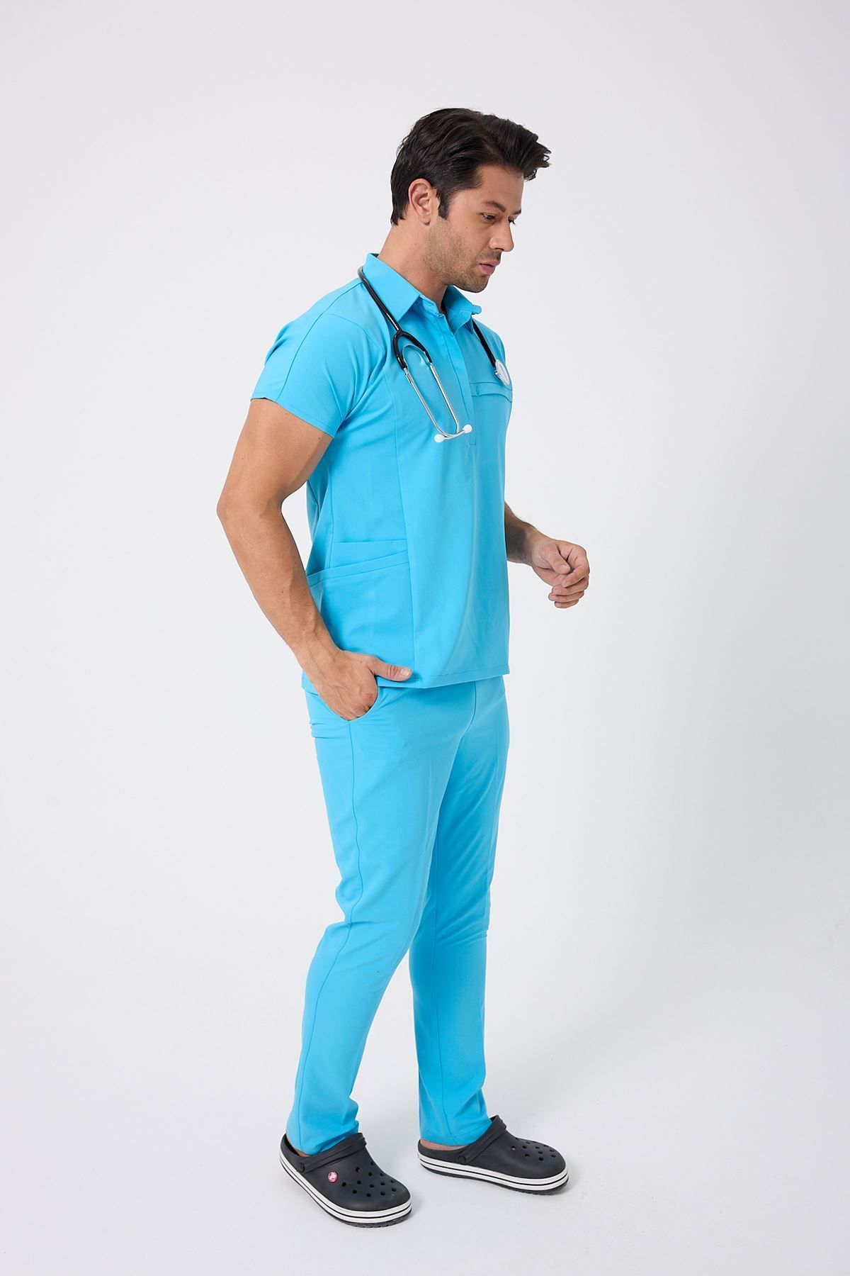 Onur Forma Scrubs Planet Erkek Takım - Turkuaz Mavi