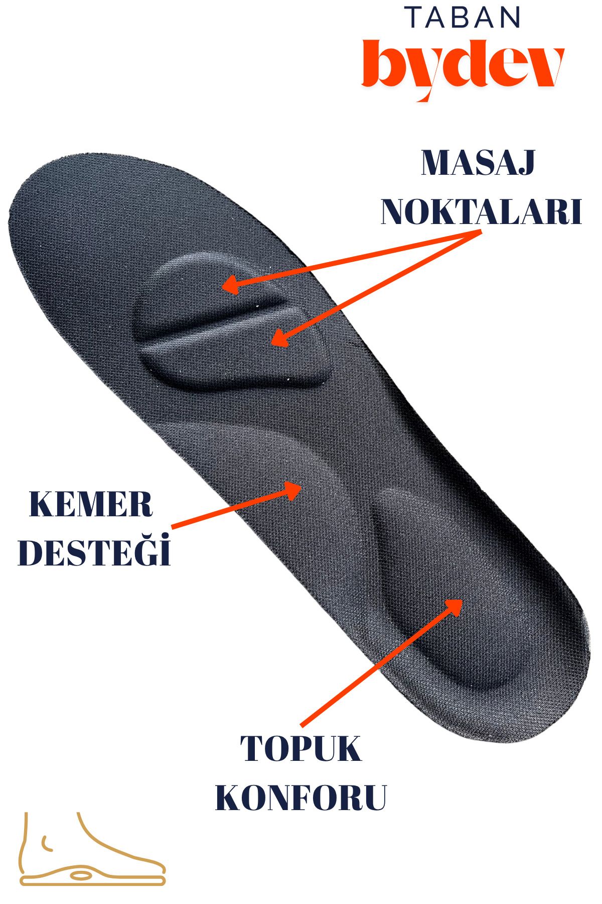 Bydev Taban By-1809 - Yumuşak Ortopedik Tabanlık,topuk Ve Kavis Desteği Ile Konforlu Ayakkabı Iç Tabanı