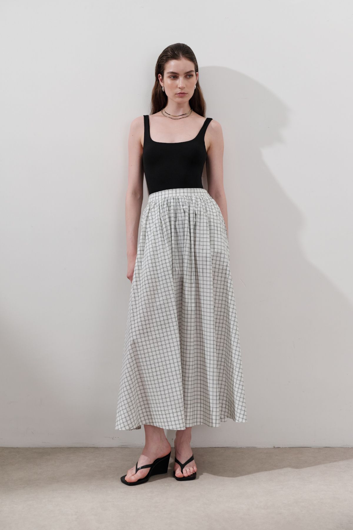 Manuka-Patterned Poplin Skirt Ecru 5