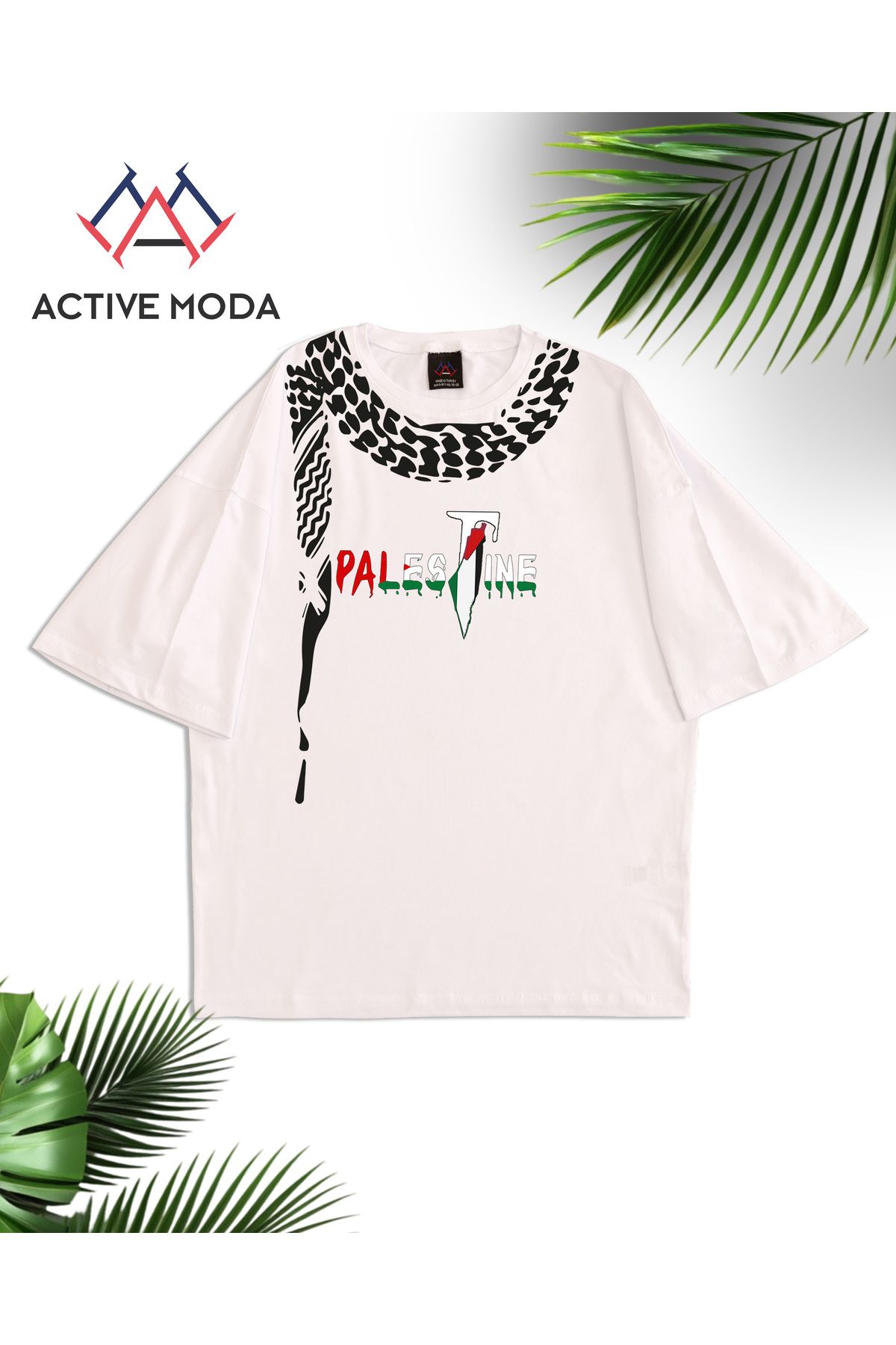 JANSO GROUP - Erkek KISA KOLLU CROP TSHIRT BASKILI Gaza PAMUKLU PENYE KUMAŞ