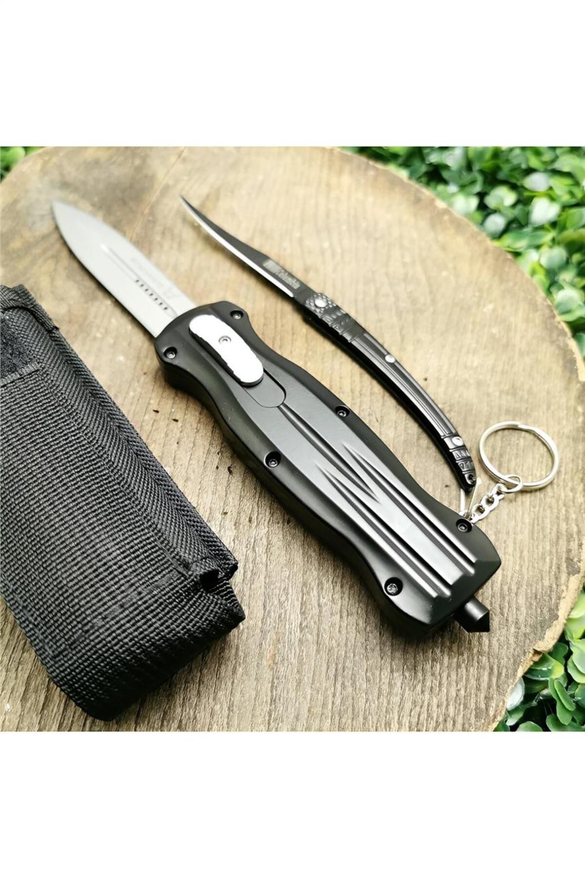 alsepeteavm 22 cm komple çelik bencmade marka kılıflı microtech yanında kılçık çakı ile birlikte