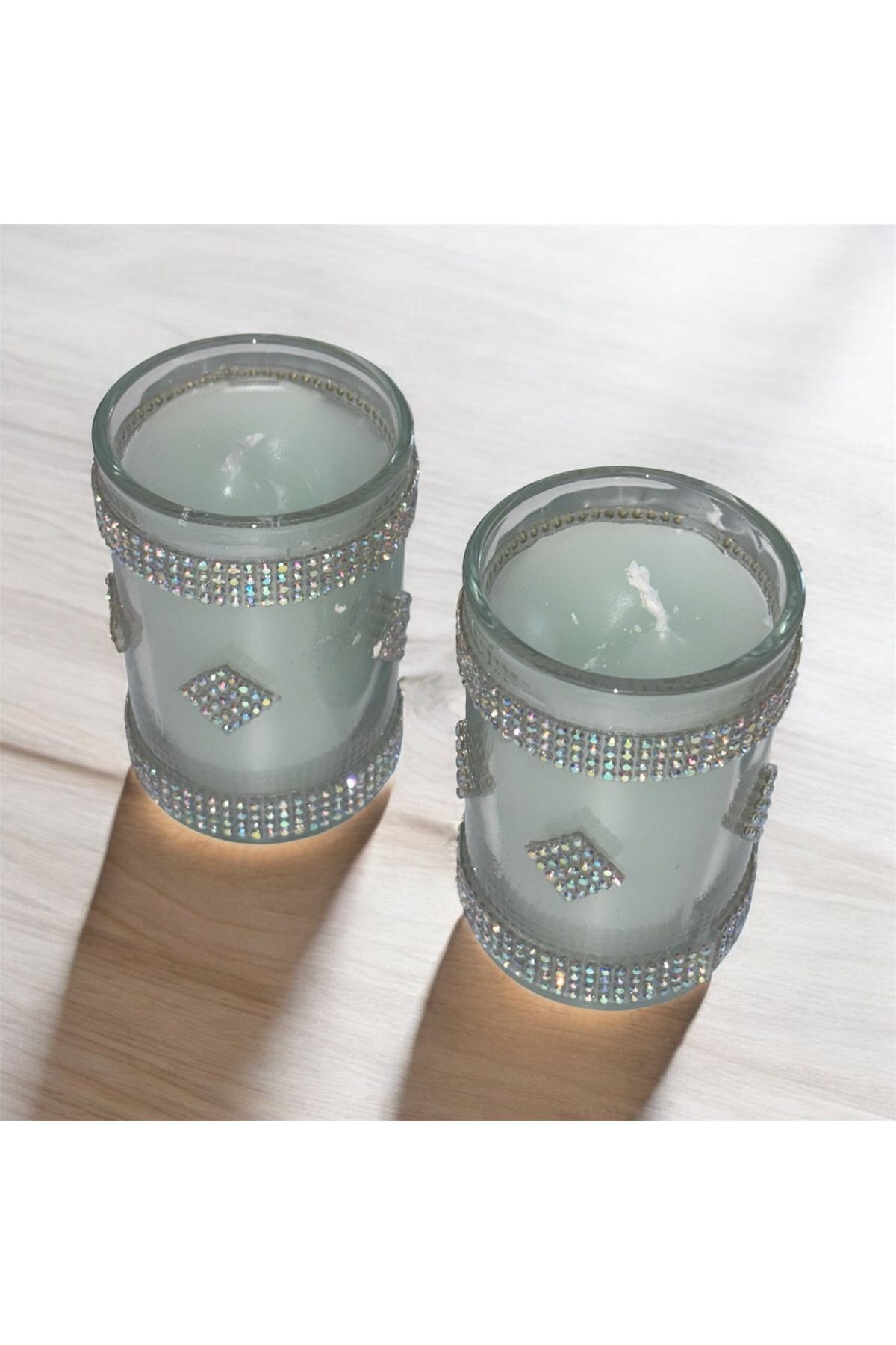 Sahmeran design Taşlı Cam Dekoratif Mum Parlak taş süslemeli dekoratif mumluk