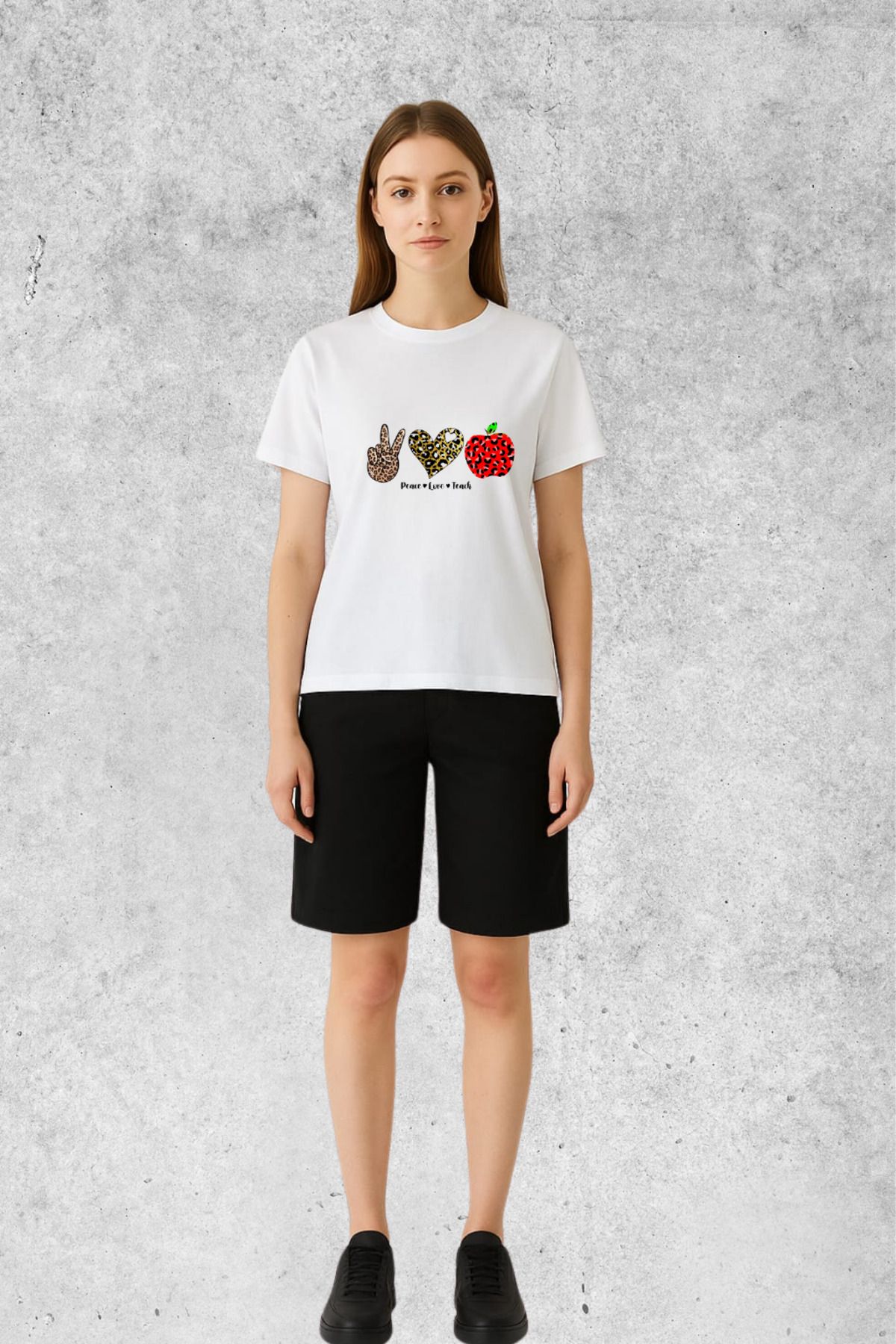 MOLICO Basic unisex sıfır yaka kısa kollu ELMALI KALP baskılı tshirt