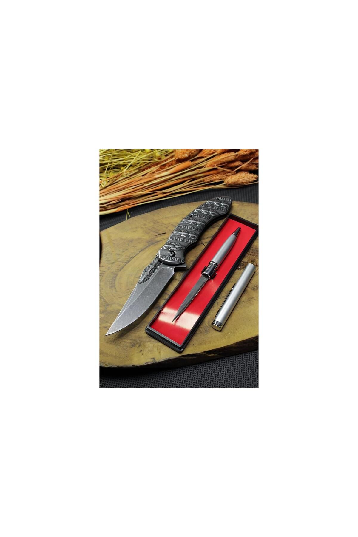 supertrend Süpertrend 21 cm Siyah Komple Çelik Çakı ve Gizli Kalem Bıçak set