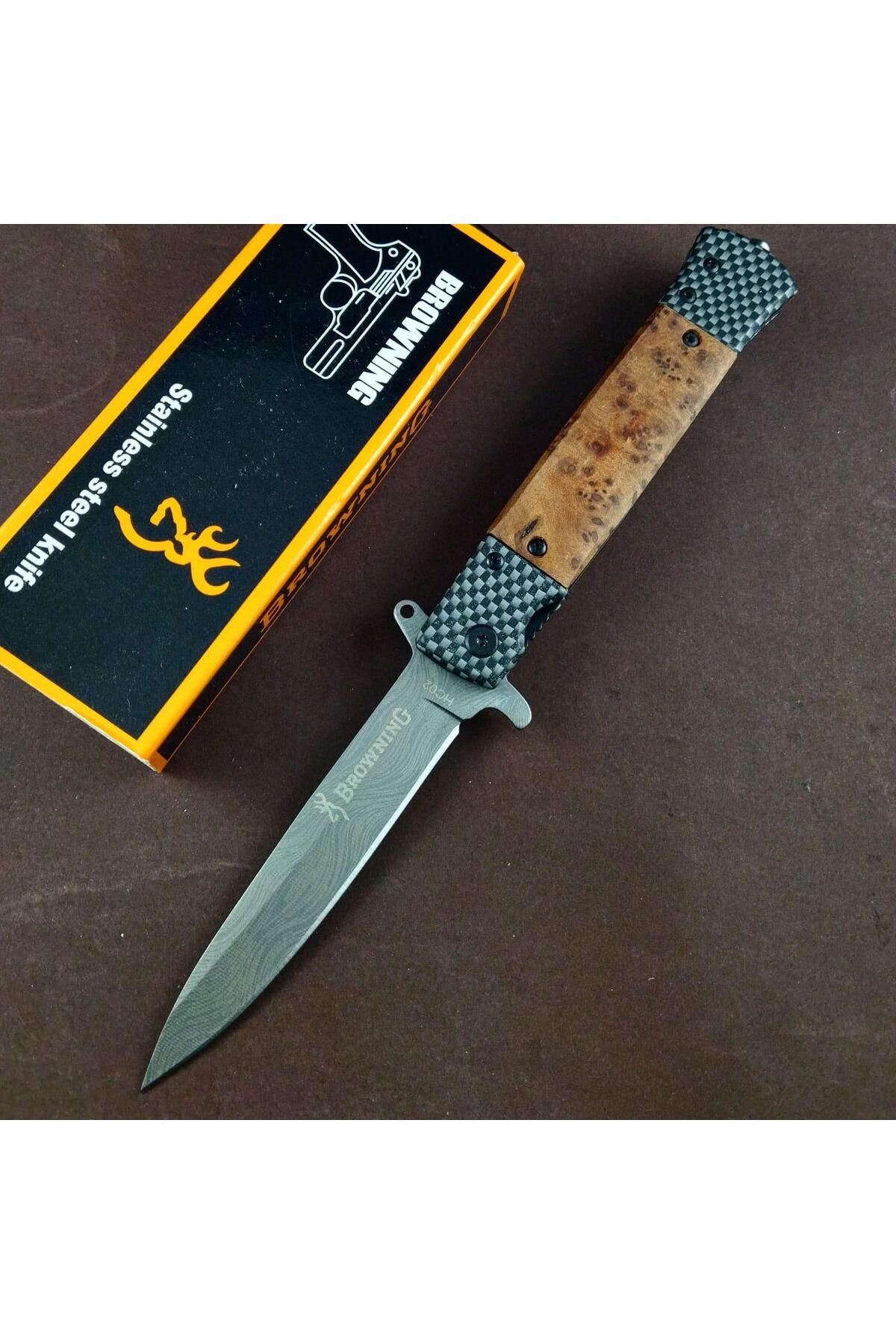 alsepeteavm Browning HC02 Damascus Ahşap Kabze Kamp Çakısı