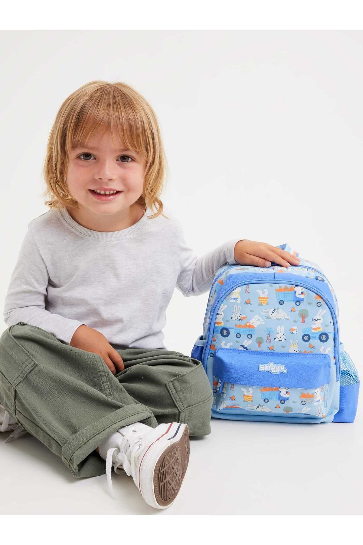 SMIGGLE-Partial Leather Nursery Size Backpack with Rabbit Figure 3