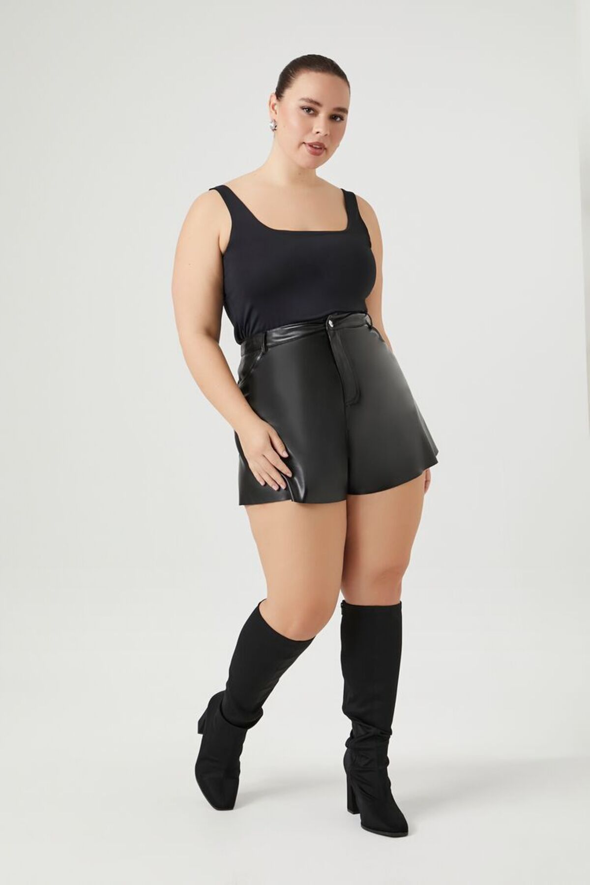 Forever 21 Plus Size Kare Yaka Bodysuit