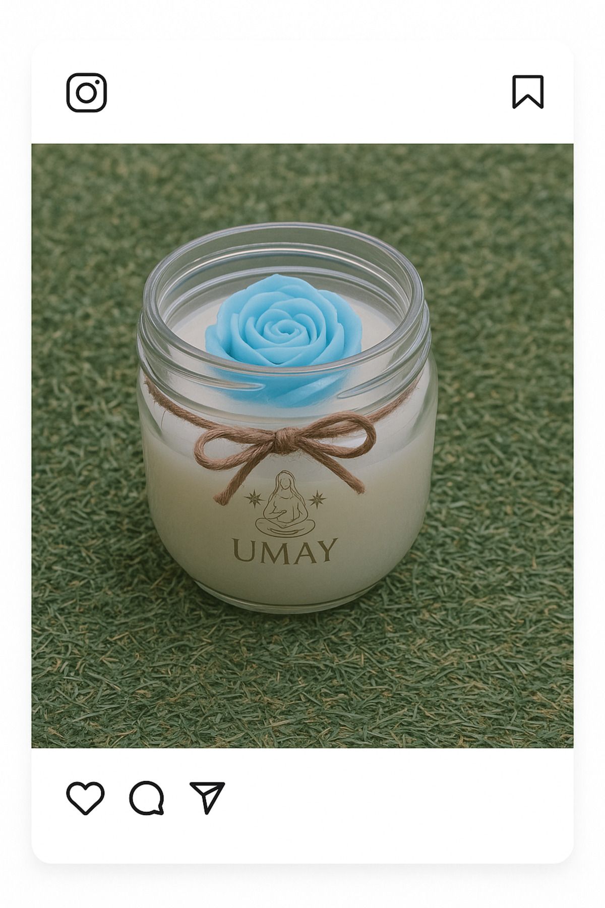 Handmade Cam kavonazda ,mavi gül şekilli el yapımı dekoratif ,aromaterapi mum