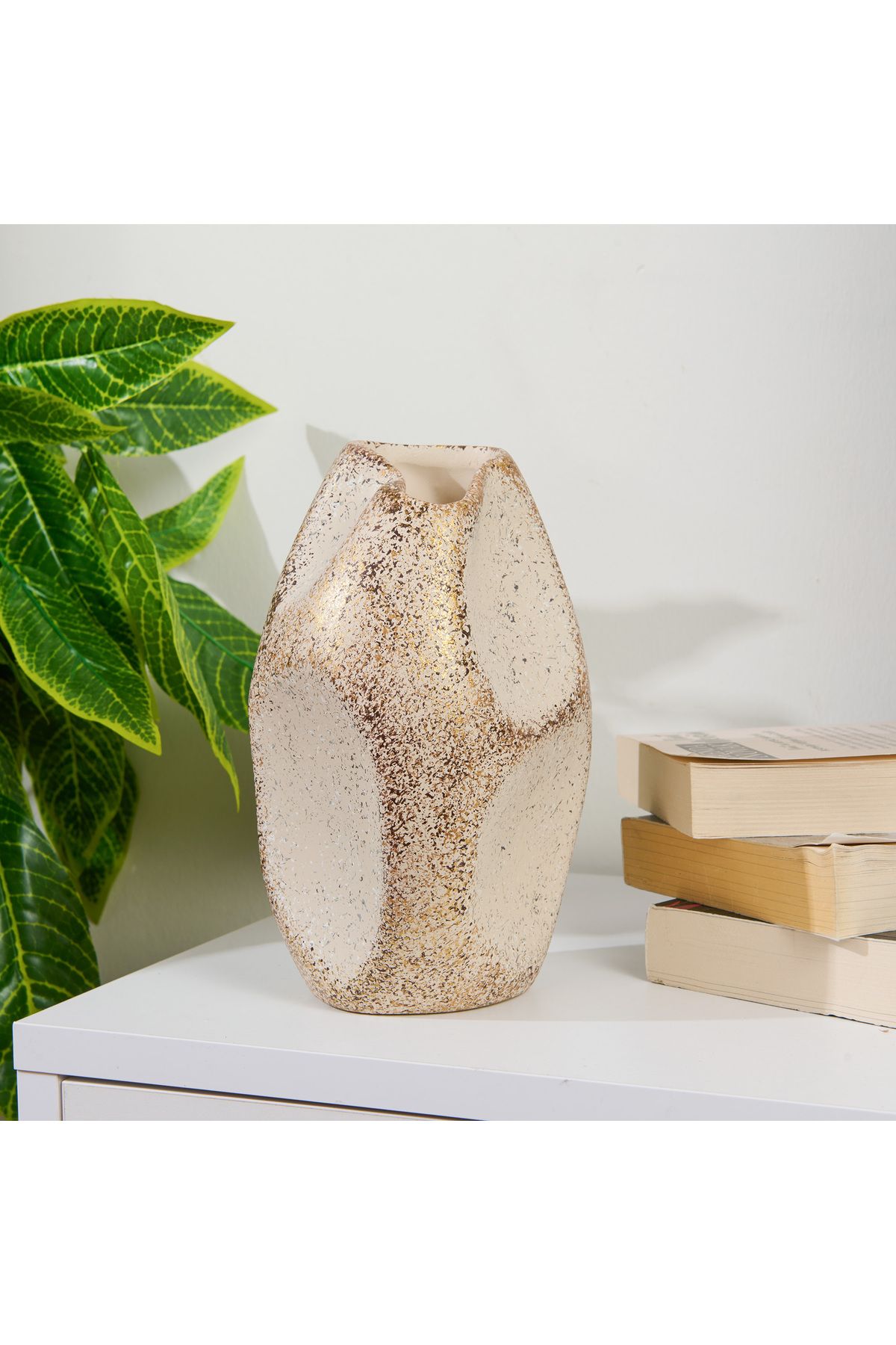 Evidea Deco Urthania Vazo - Bej / Gold - 25 cm
