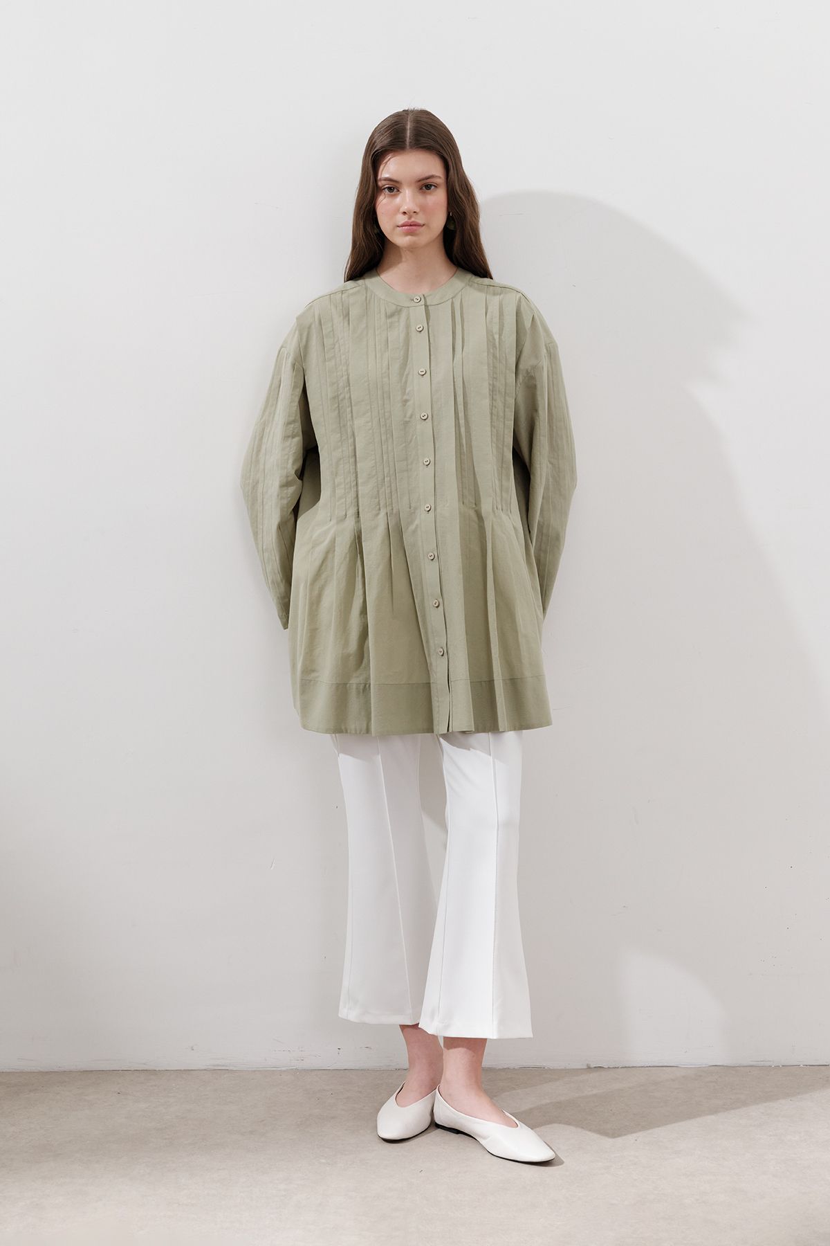 Manuka-Ribbed Wide Sleeve Tunic Çağla 5