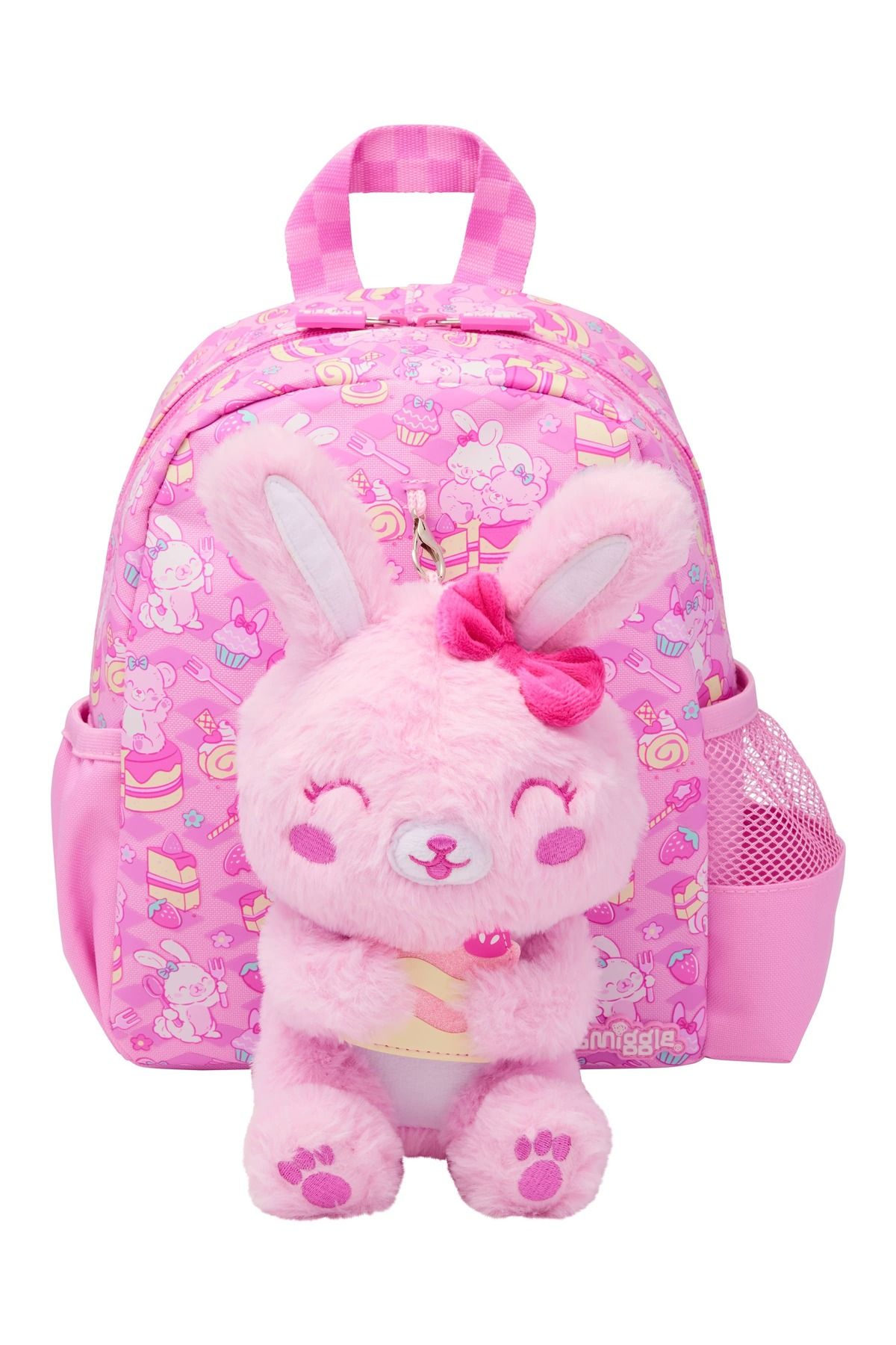 SMIGGLE Tavşan Figürlü Çıkarılabilir Peluş Oyuncaklı Kreş Boy Sırt Çantası
