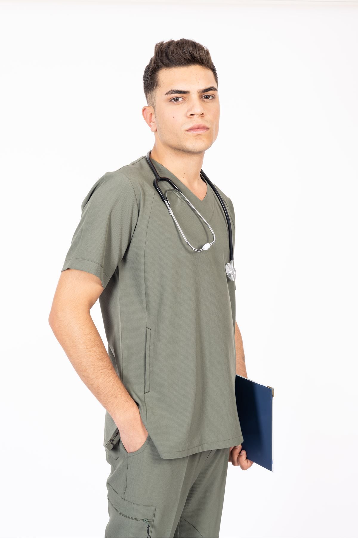 Onur Forma Scrubs Hood Comfort Erkek Takım - Haki
