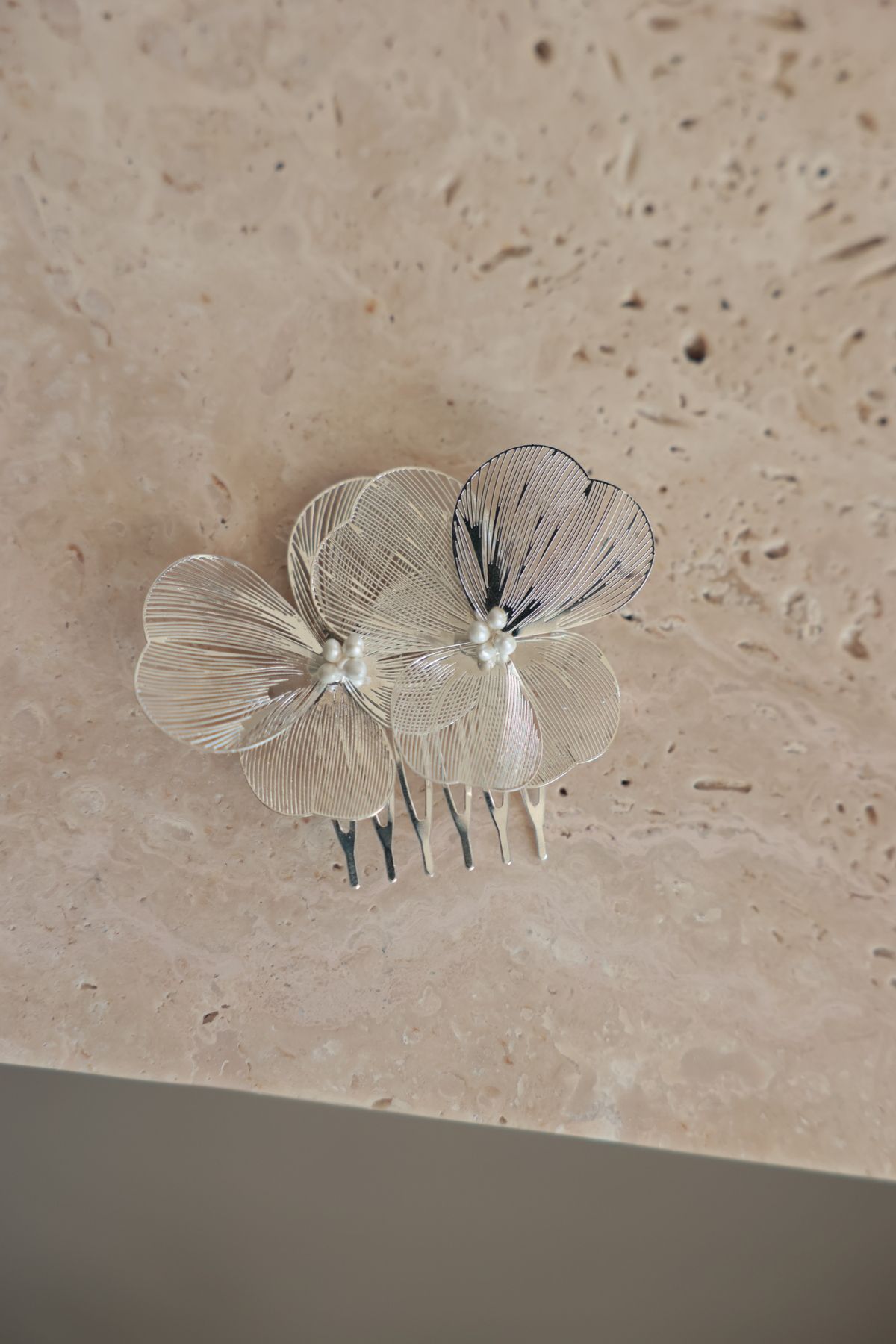 İstoria Bridal Metal Çiçekli Pin Toka, Nişan-Nikah-Düğün Saç Aksesuarı (10cm,1 Adet)