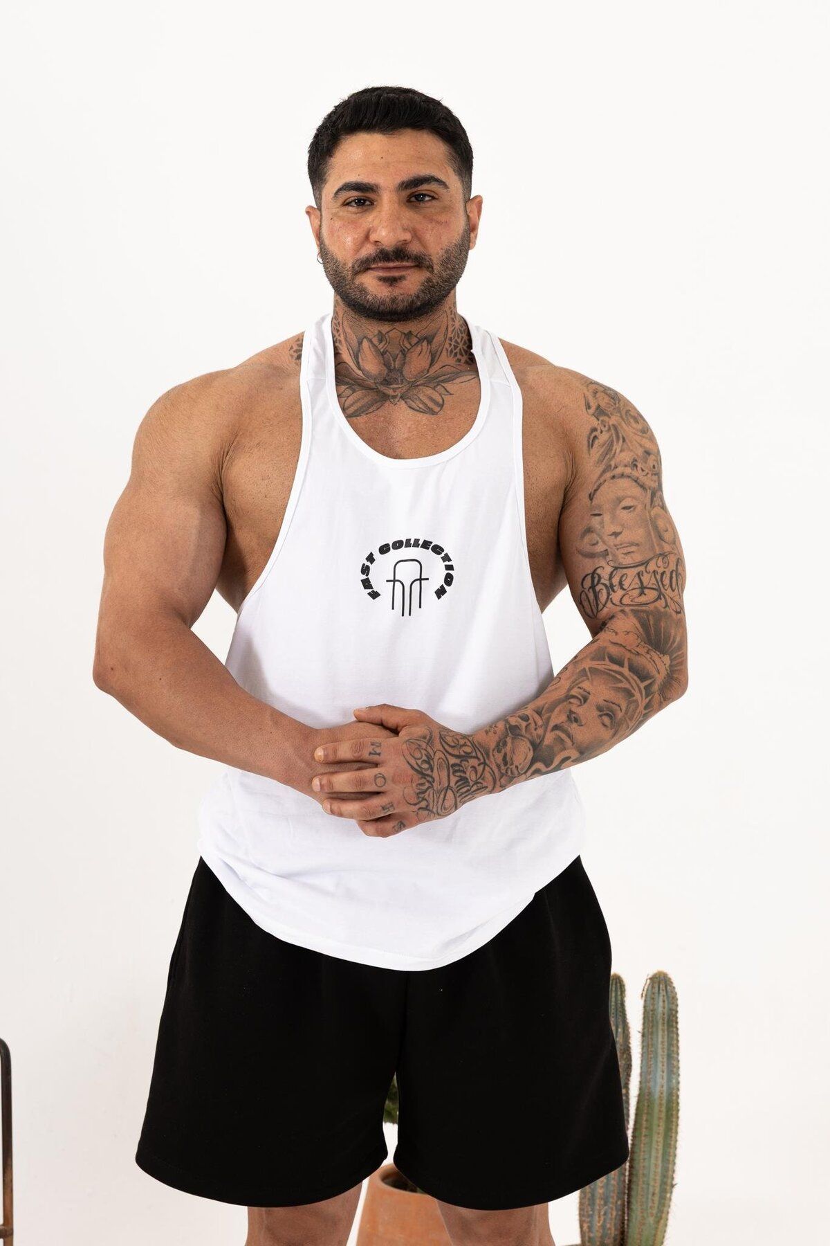 QUİCKPREP Erkek Yeşil Oversize Atlet – Fast Collection Logo Baskılı Sporcu Atlet