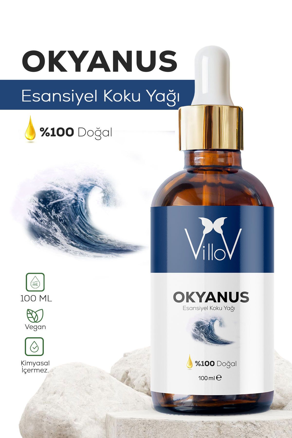 Villov Okyanus Esansiyel Uçucu Koku Yağı Difüzör Esansı Buhurdanlık Yağı Aromaterapi Esansı Yağı 100ml